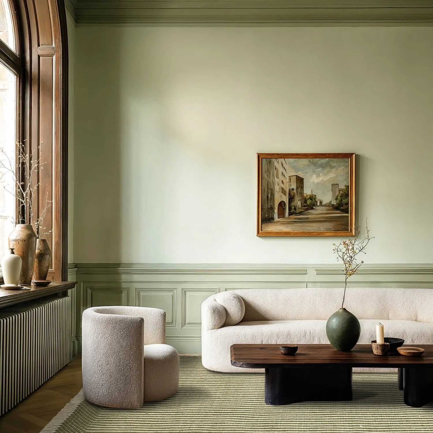 Uldtæppe - Arbil (grøn/hvid)