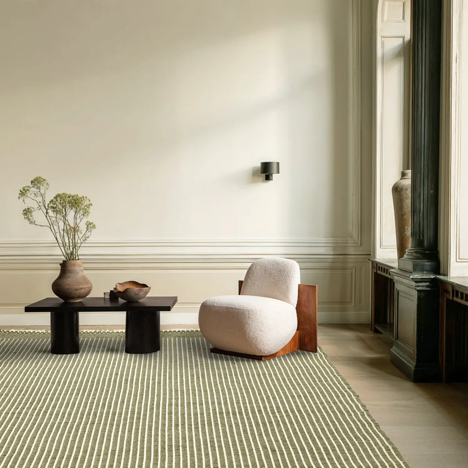 Uldtæppe - Arbil (grøn/hvid)