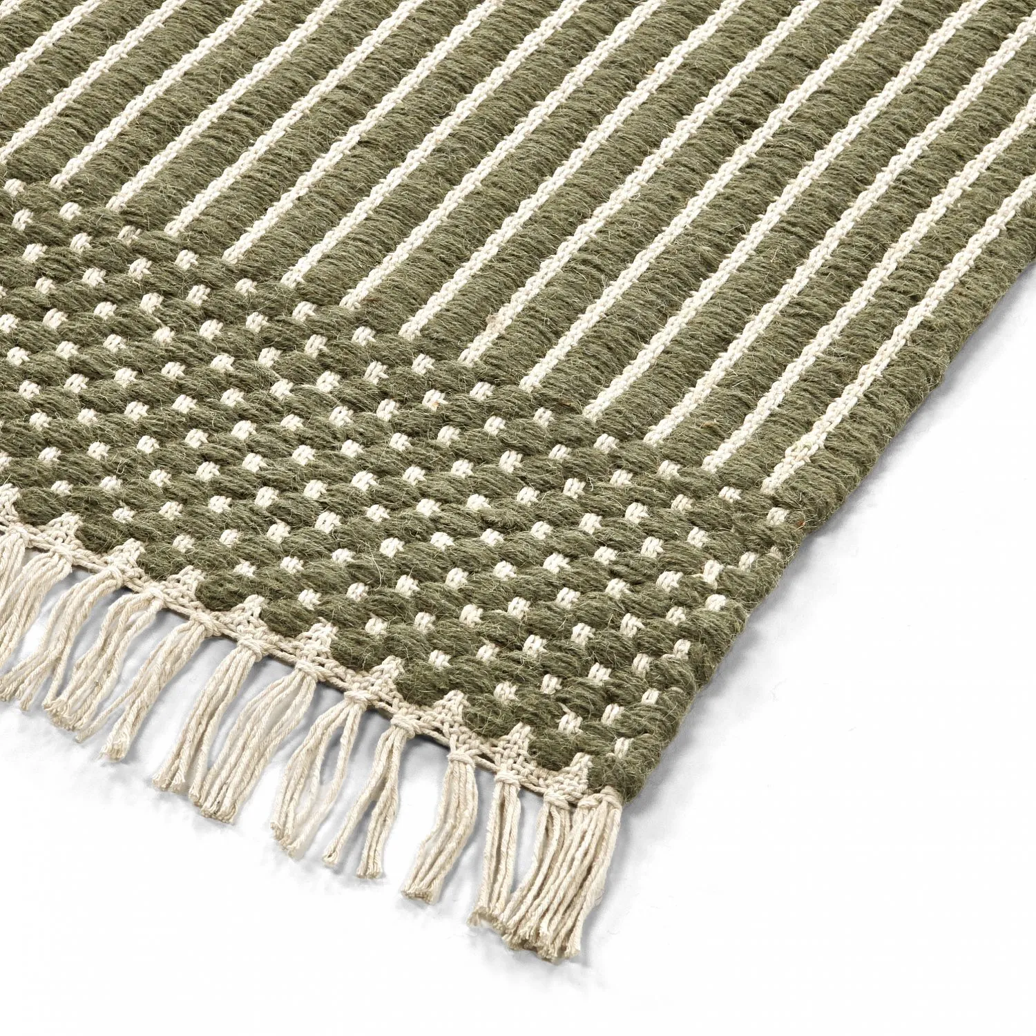 Uldtæppe - Arbil (grøn/hvid)