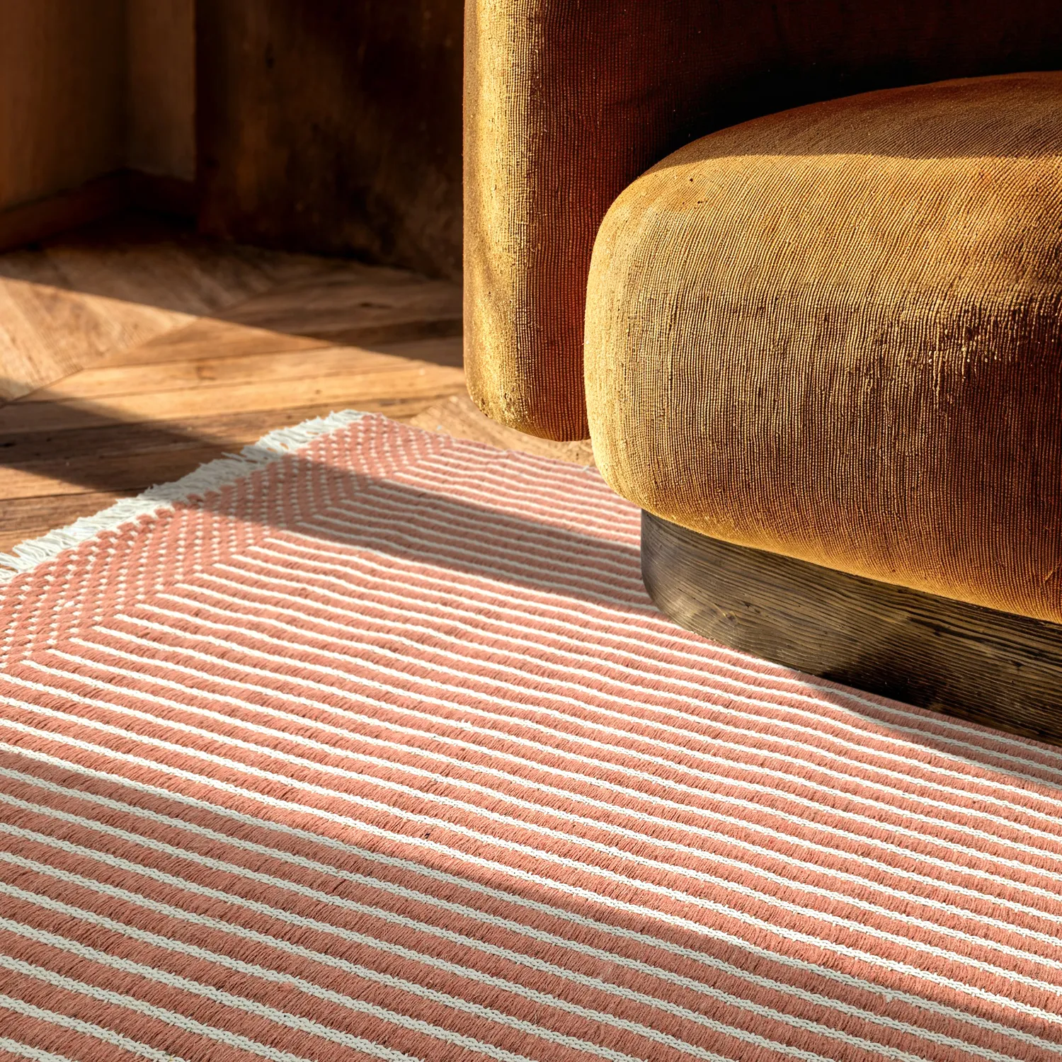 Uldtæppe - Arbil (terracotta/hvid)