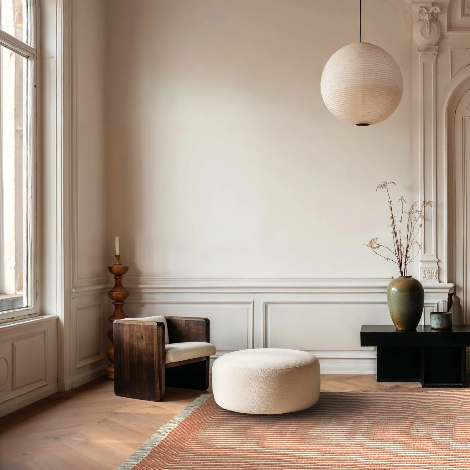 Uldtæppe - Arbil (terracotta/hvid)