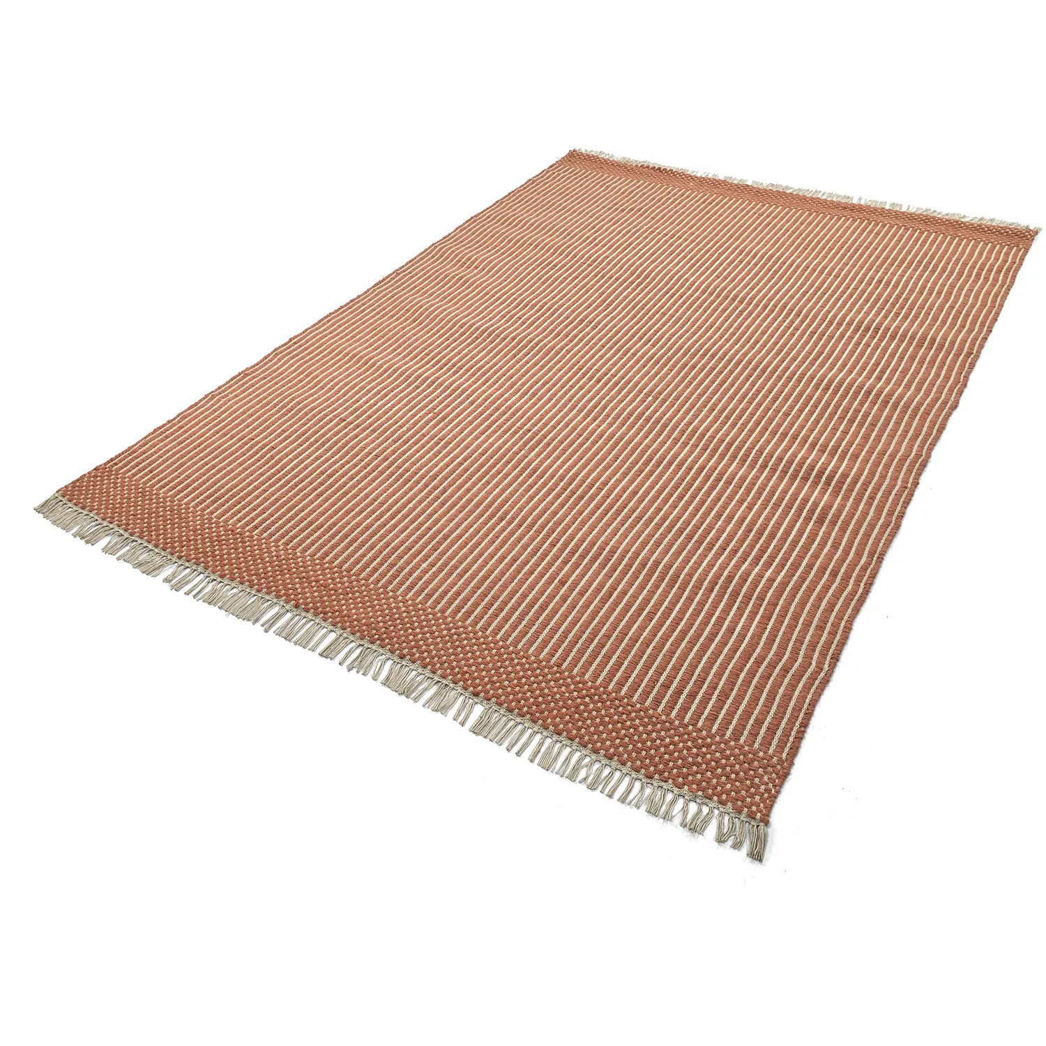 Uldtæppe - Arbil (terracotta/hvid)