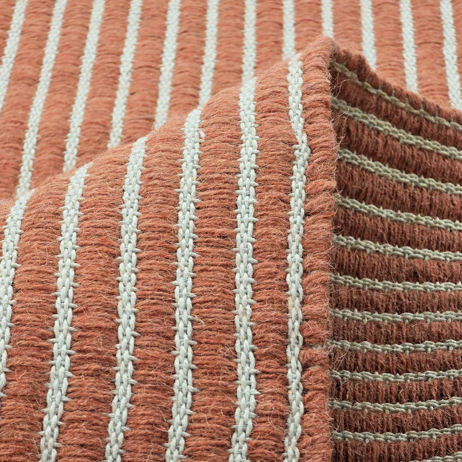 Uldtæppe - Arbil (terracotta/hvid)