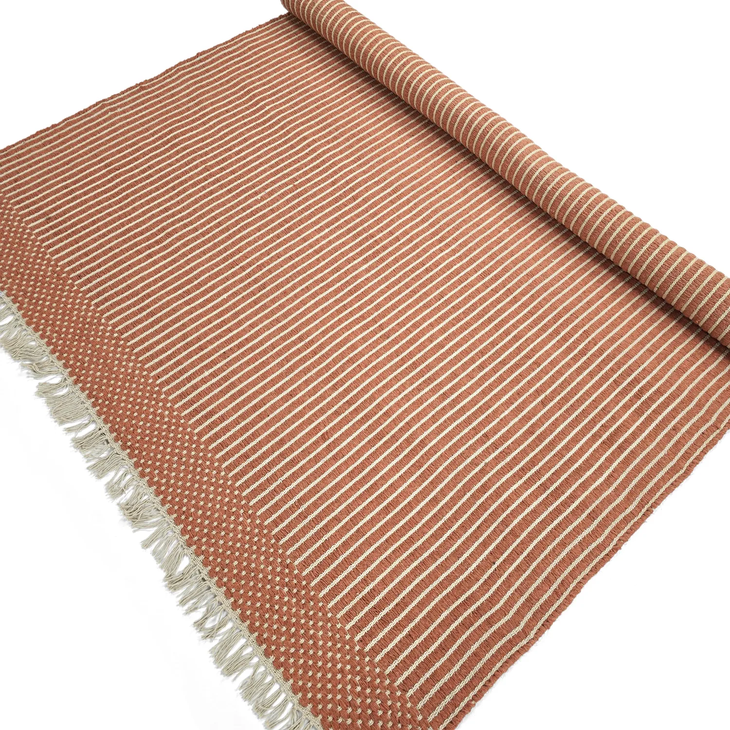 Uldtæppe - Arbil (terracotta/hvid)