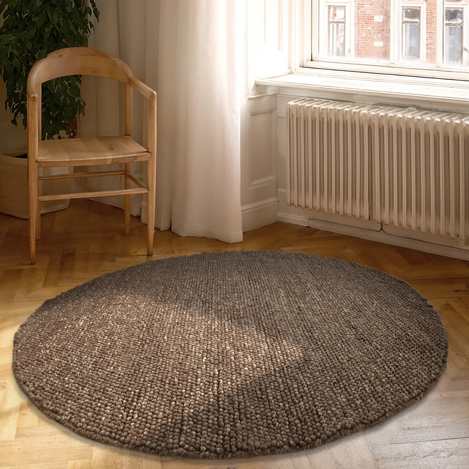 Rundt tæppe - Avafors Wool Bubble (brun/beige)