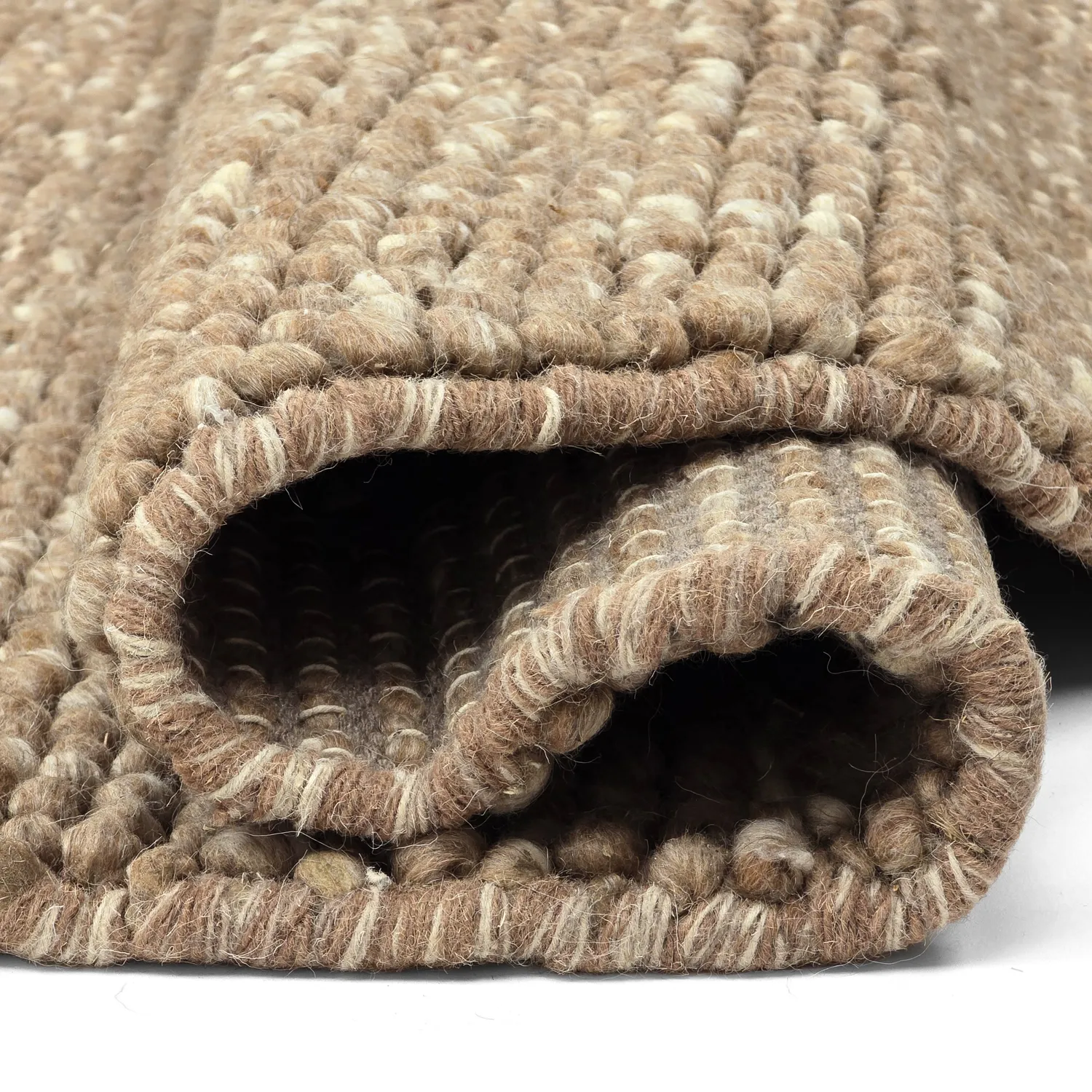 Rundt tæppe - Avafors Wool Bubble (lysebrun/hvid)