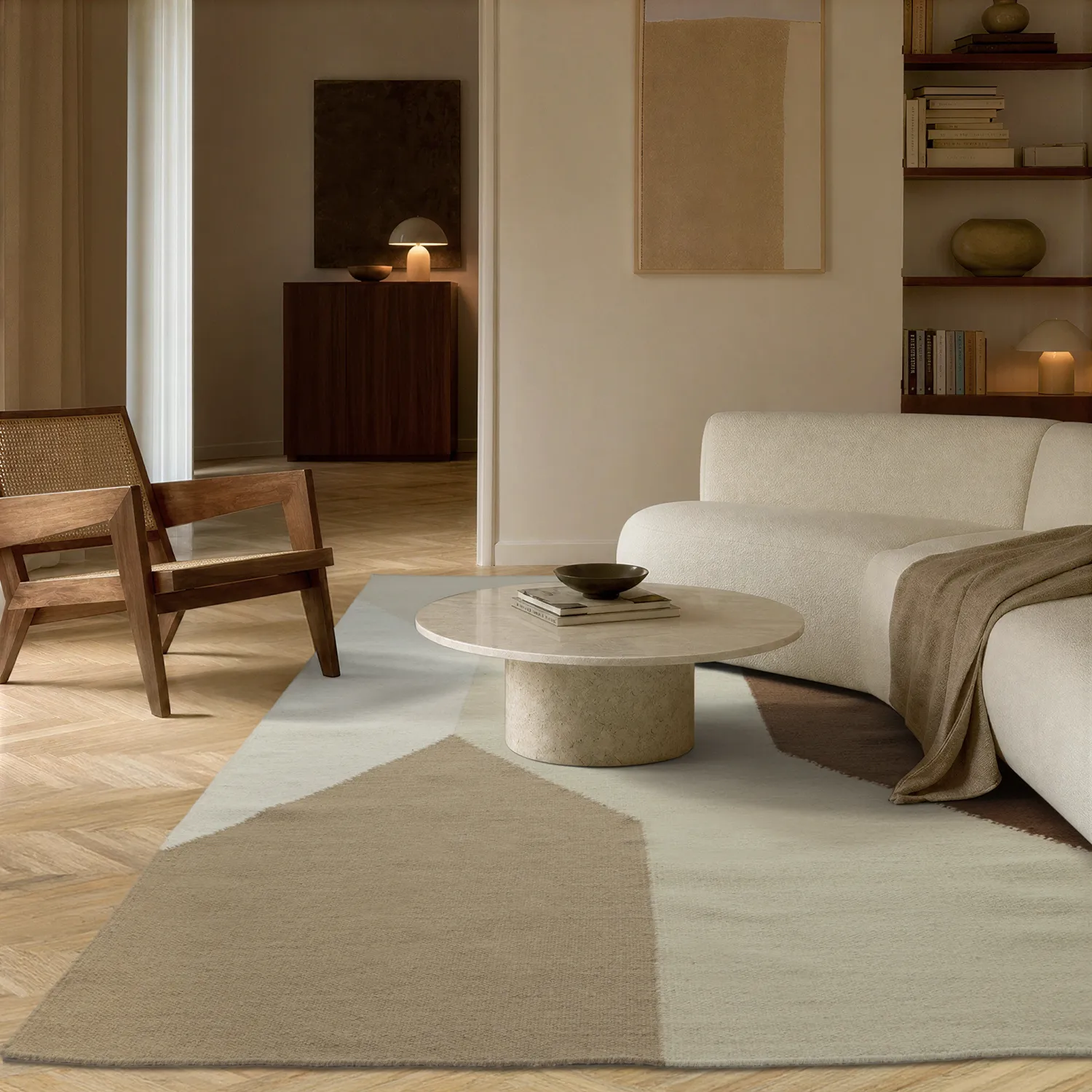 Uldtæppe - Aveiro (beige/multi)