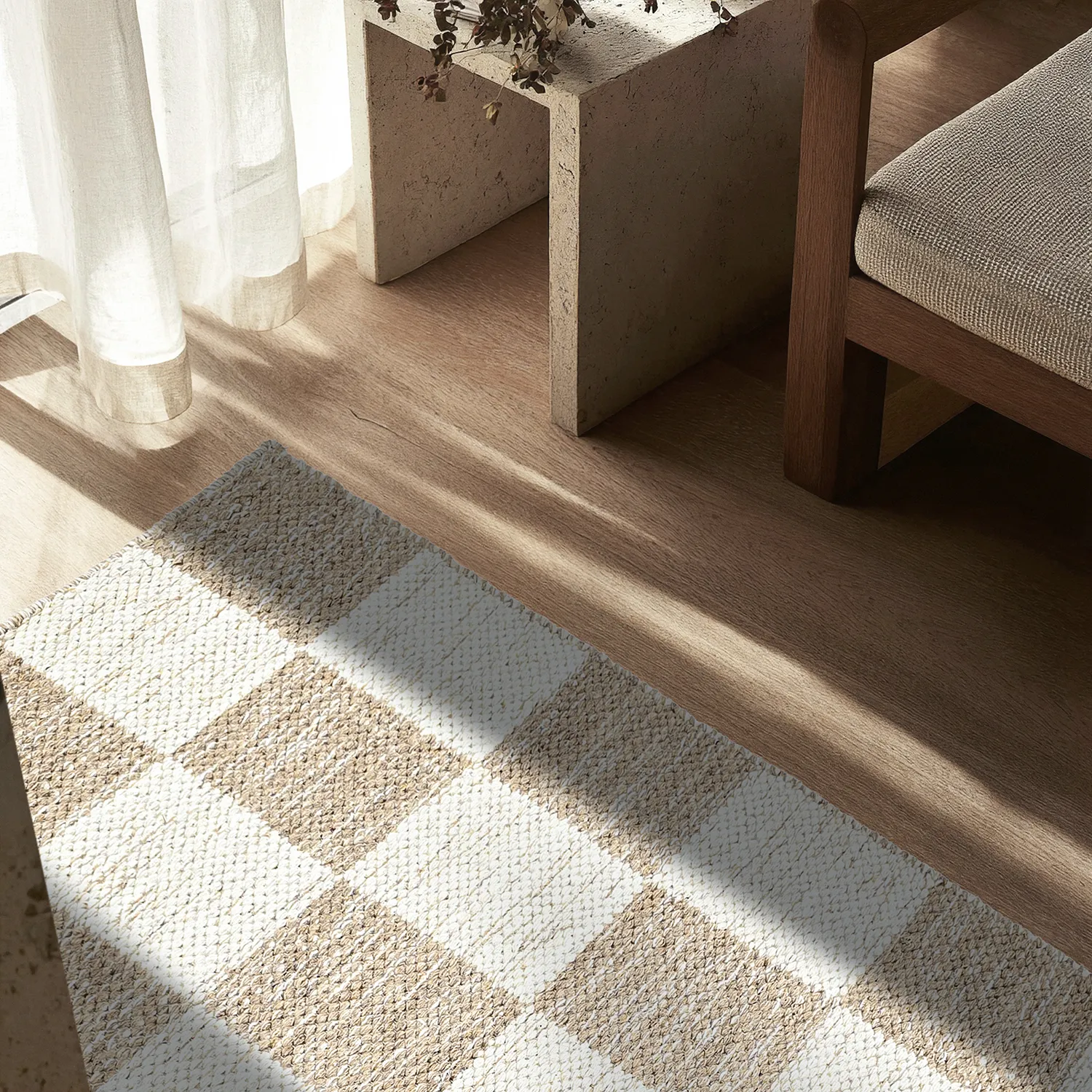 Uldtæppe - Dundee (beige/hvid)