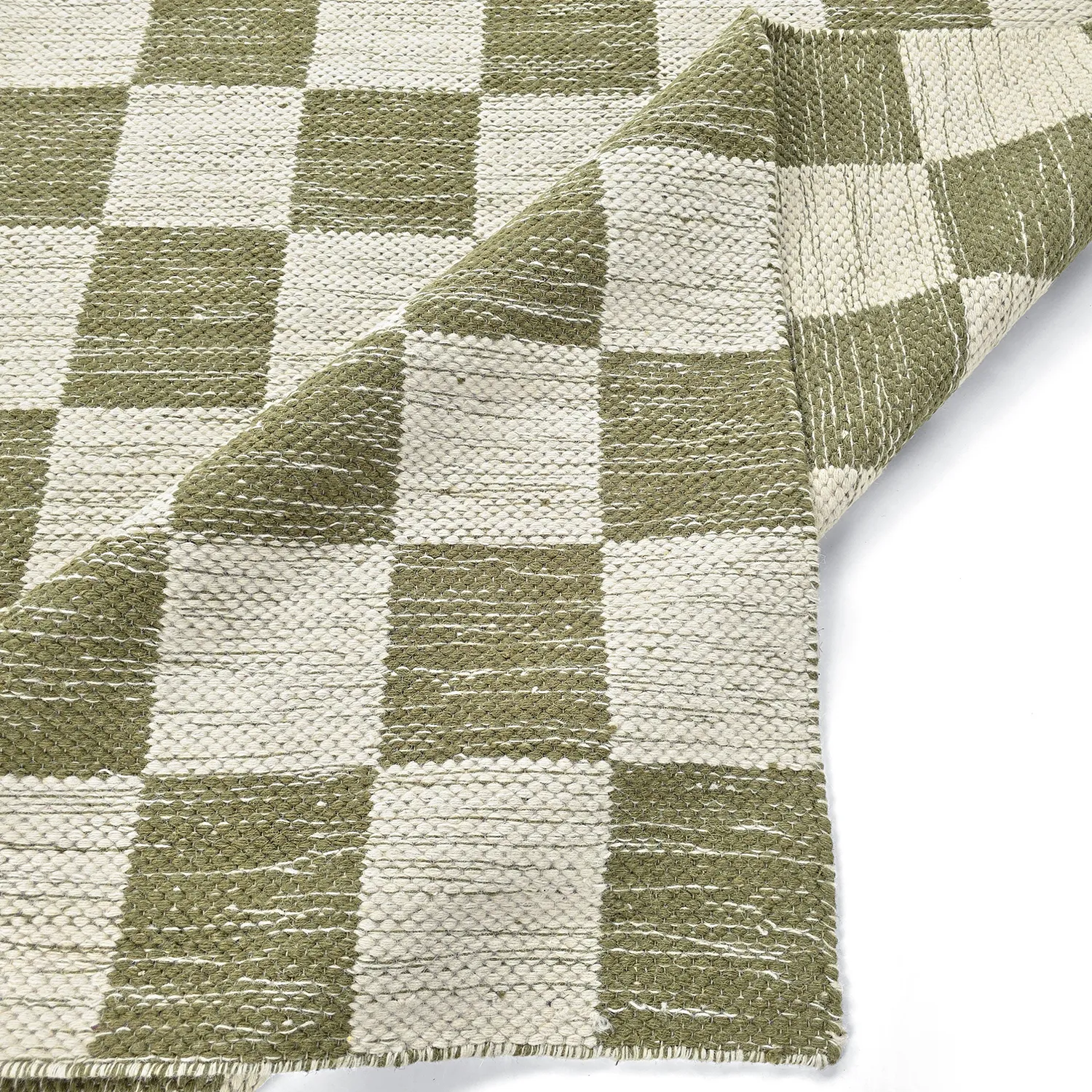 Uldtæppe - Dundee (grøn/hvid)