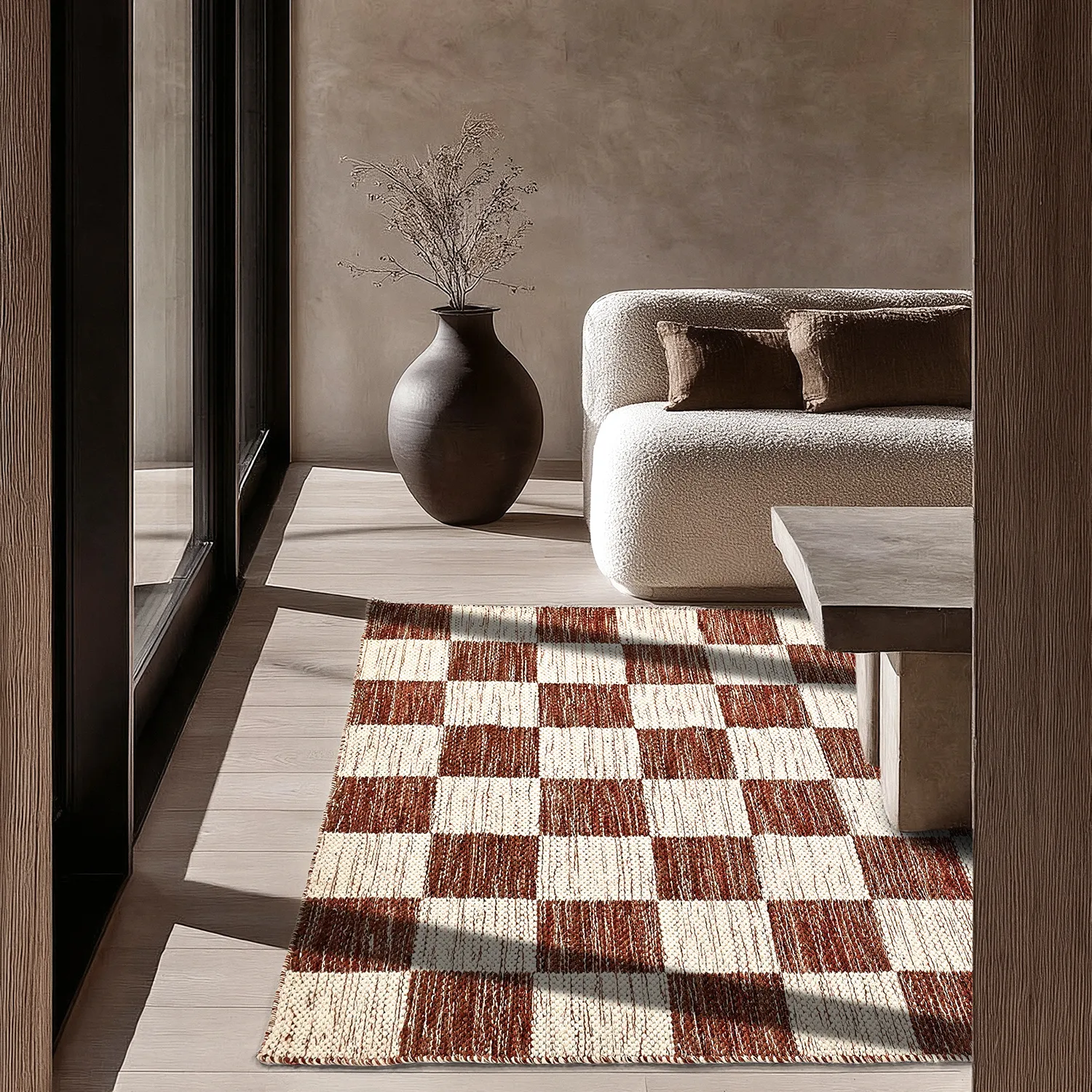 Uldtæppe - Dundee (rød/hvid)