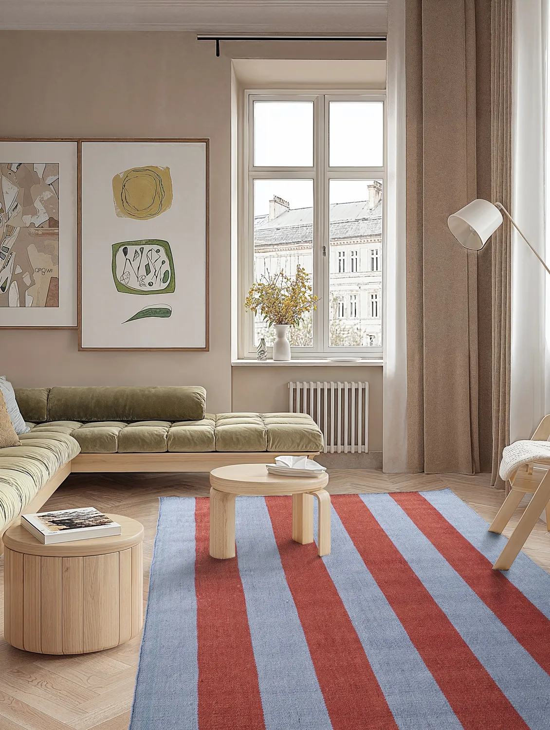 Uldtæppe - Garine (blå/rød)