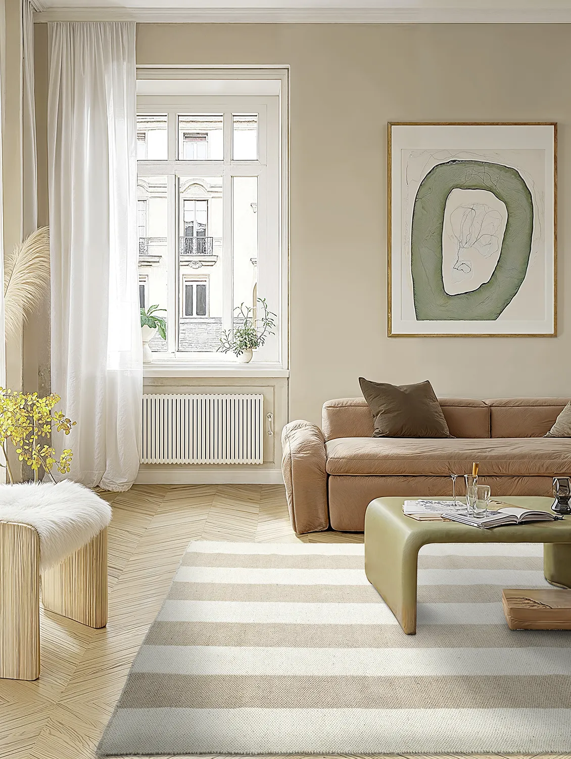 Uldtæppe - Garine (off white/beige)