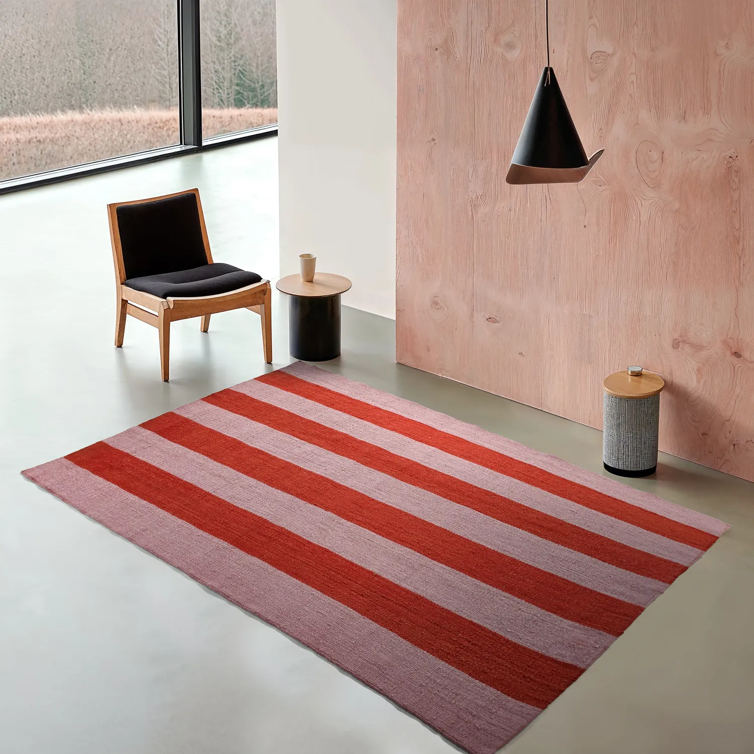 Uldtæppe - Garine (pink/rød)