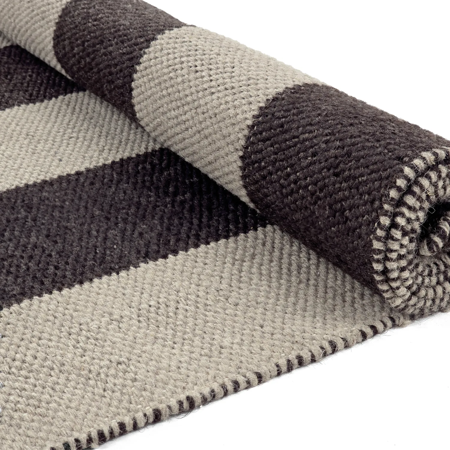 Uldtæppe - Garine (sort/beige)