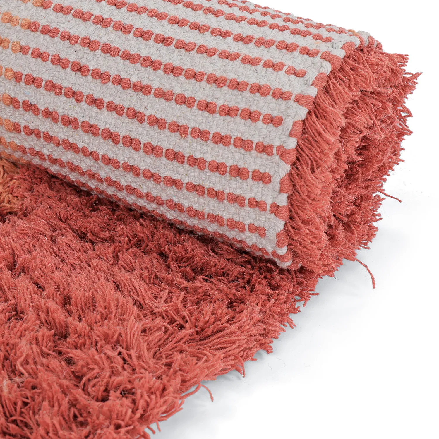 Uldtæppe - Khenifra Handknot Wool Premium (orange/rød)