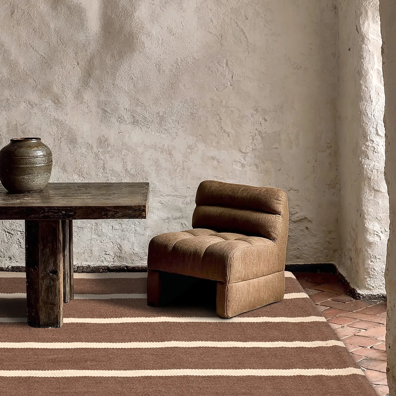 Uldtæppe - Luton (natur/dyb taupe)