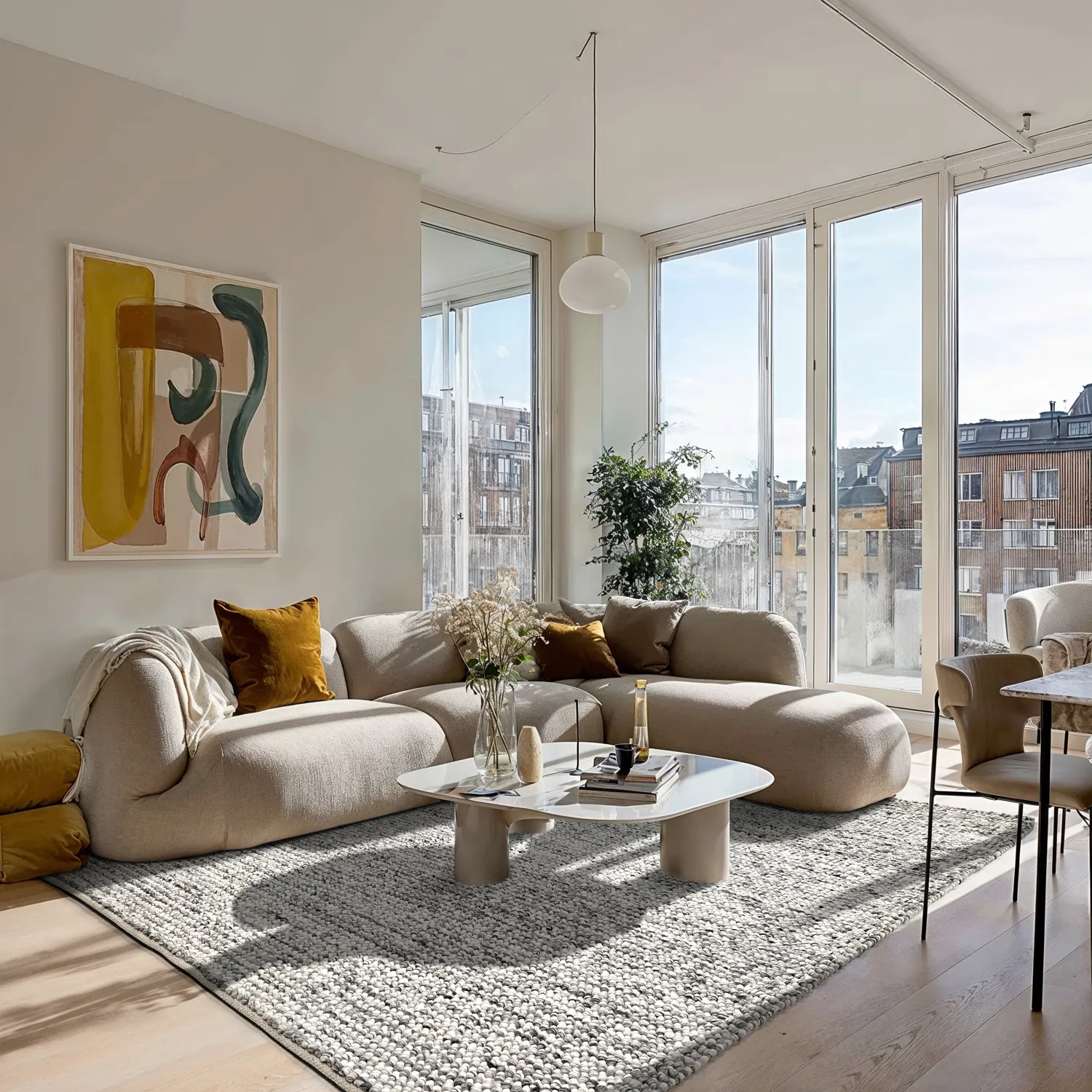 Uldtæppe - Mesra (grå/hvid)