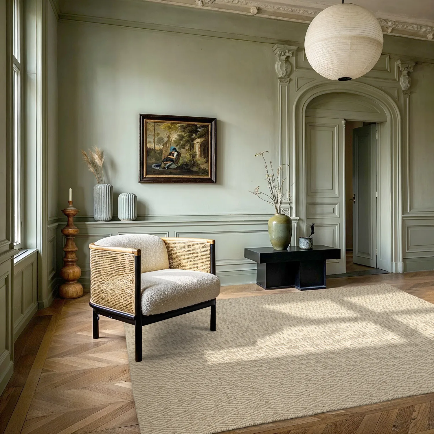 Uldtæppe - Monastir (beige/hvid)