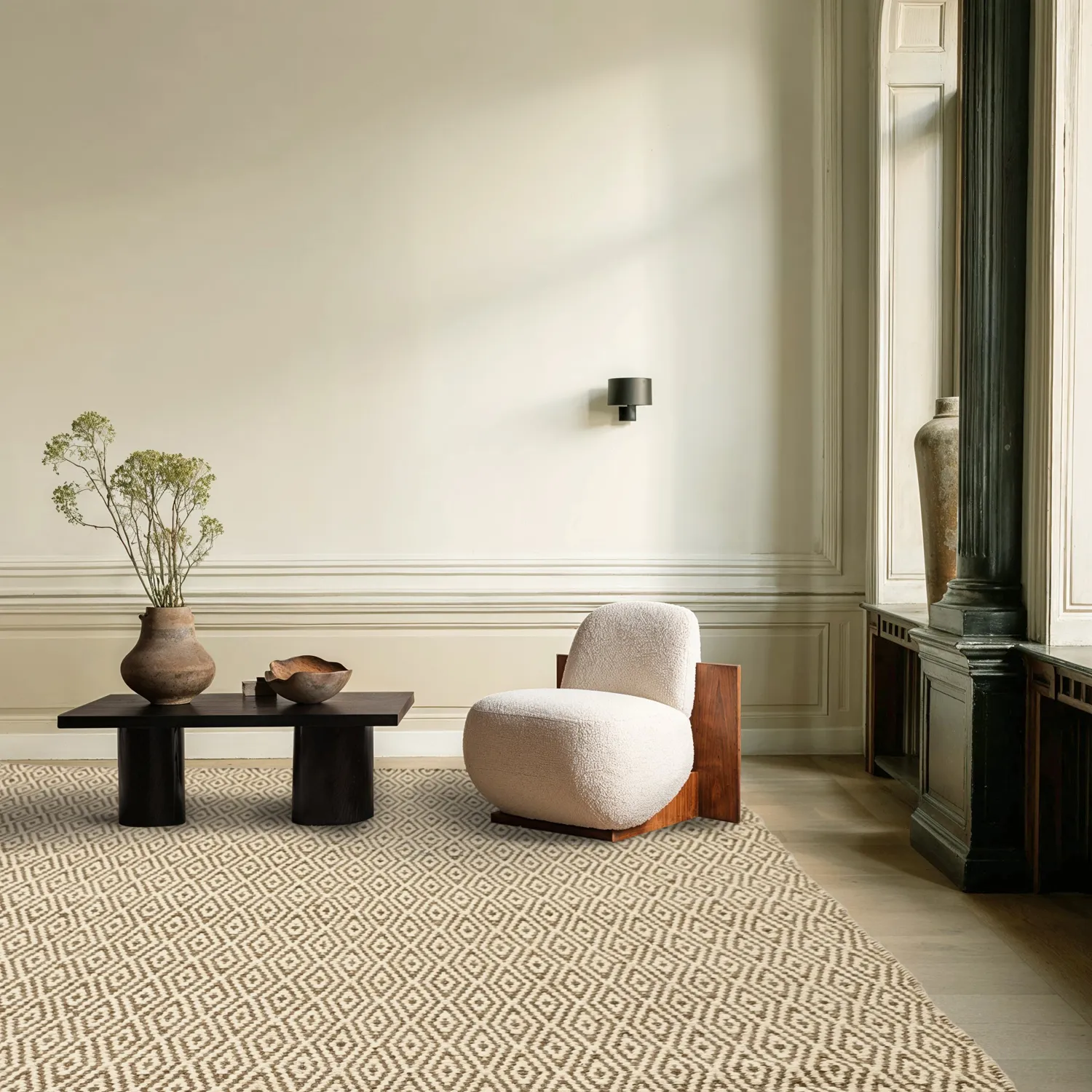 Uldtæppe - Monastir (brun/hvid)