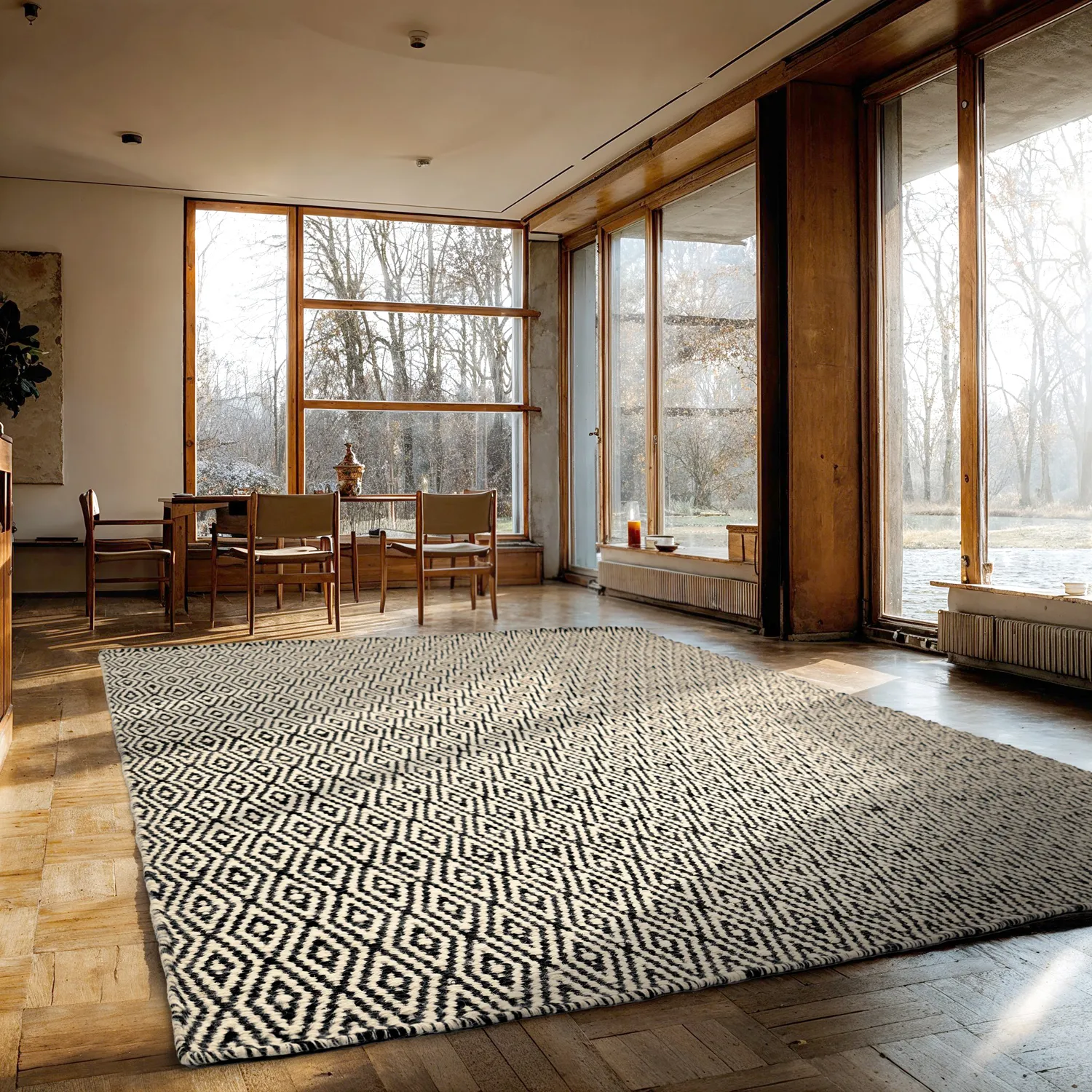 Uldtæppe - Monastir (sort/hvid)