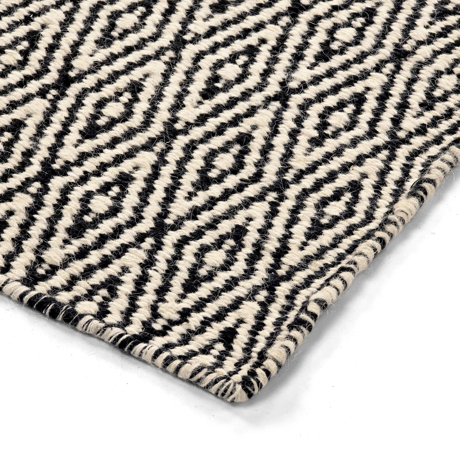 Uldtæppe - Monastir (sort/hvid)