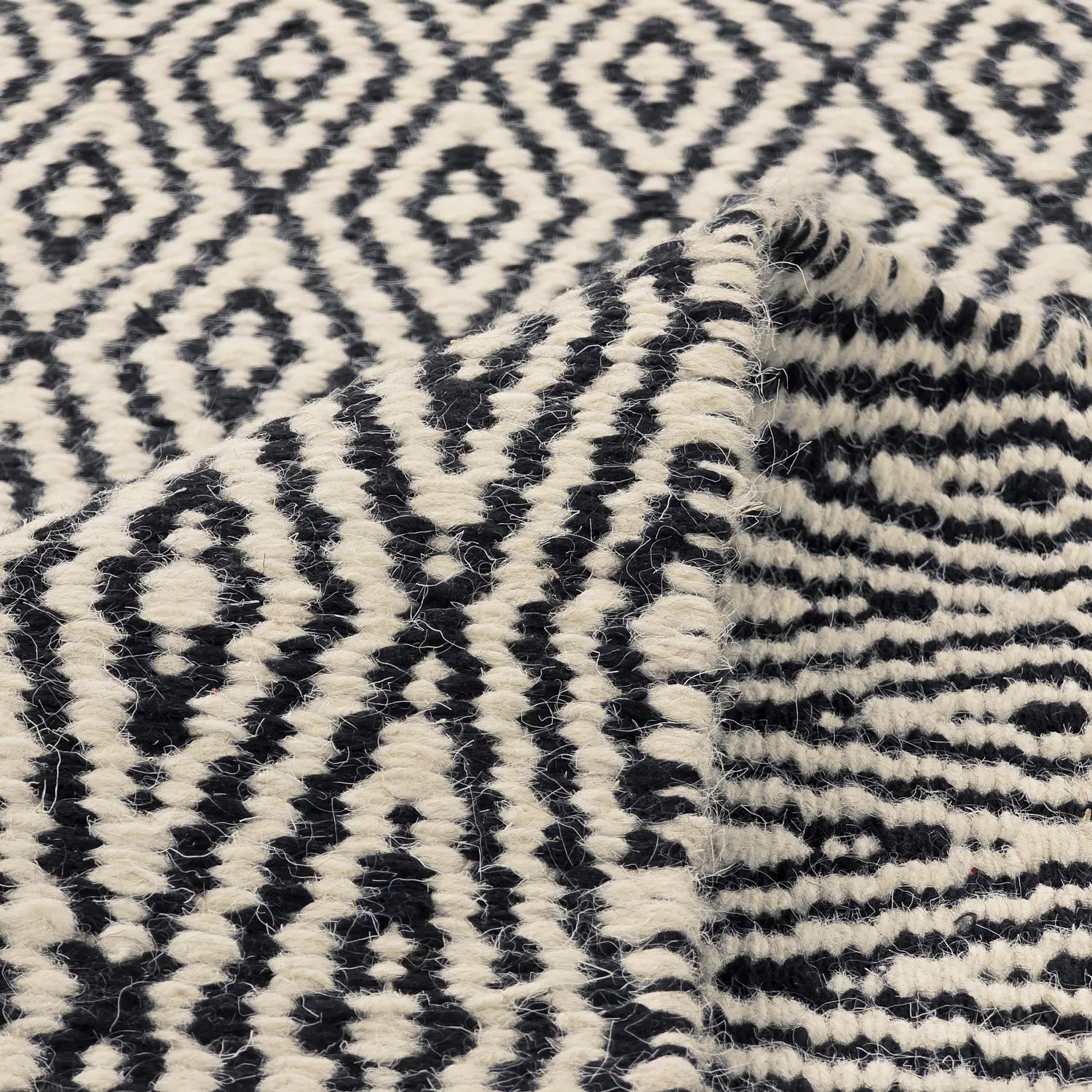 Uldtæppe - Monastir (sort/hvid)