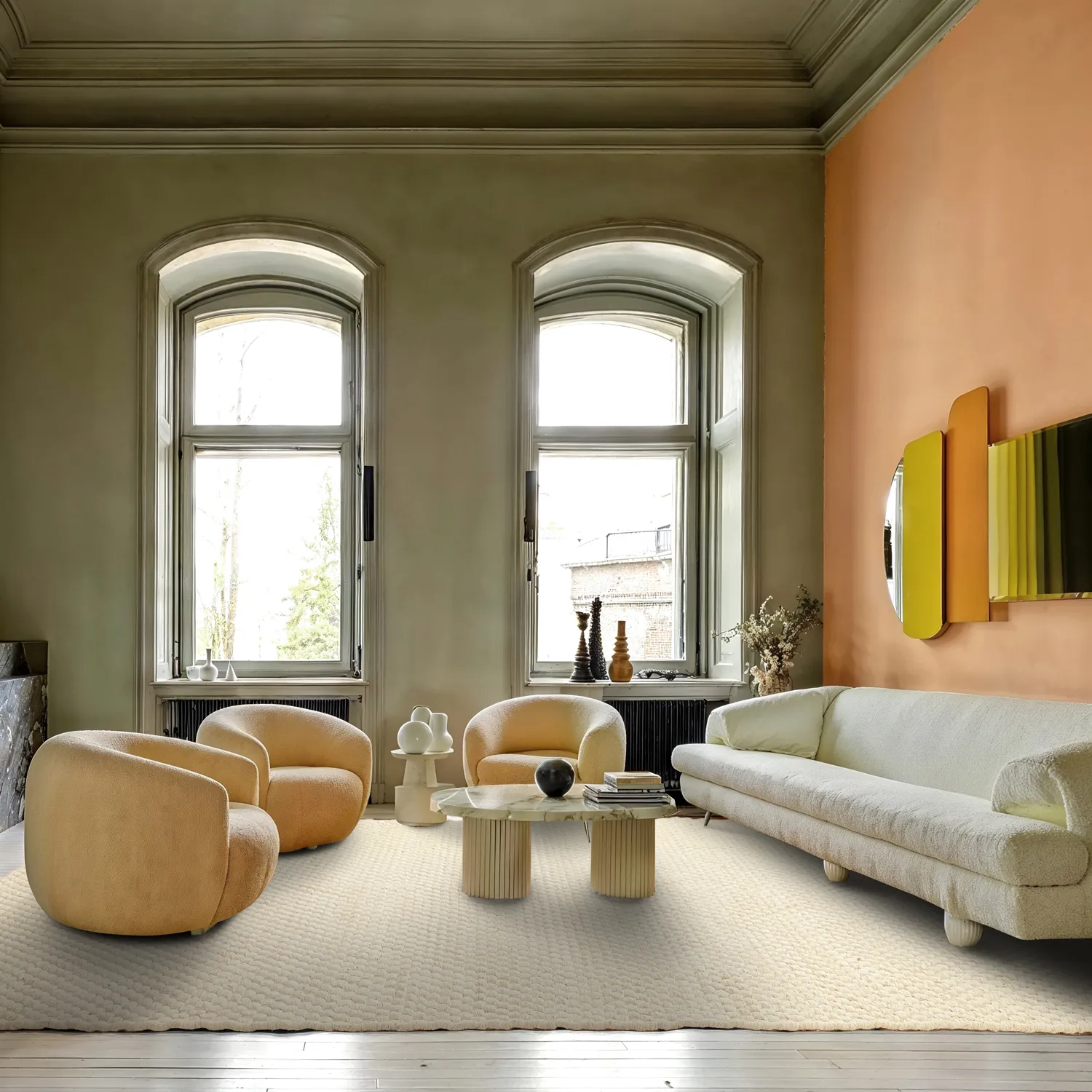 Uldtæppe - Ovelia (beige/hvid)