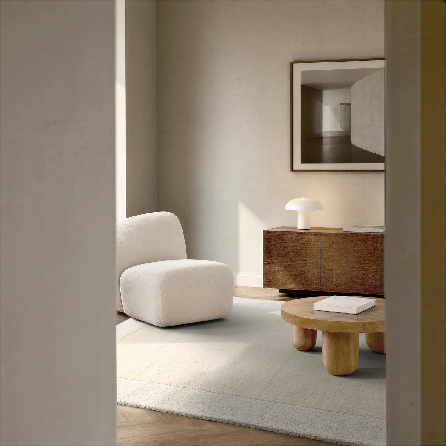 Uldtæppe - Puri Hand Tufted Wool Premium (creme/hvid)