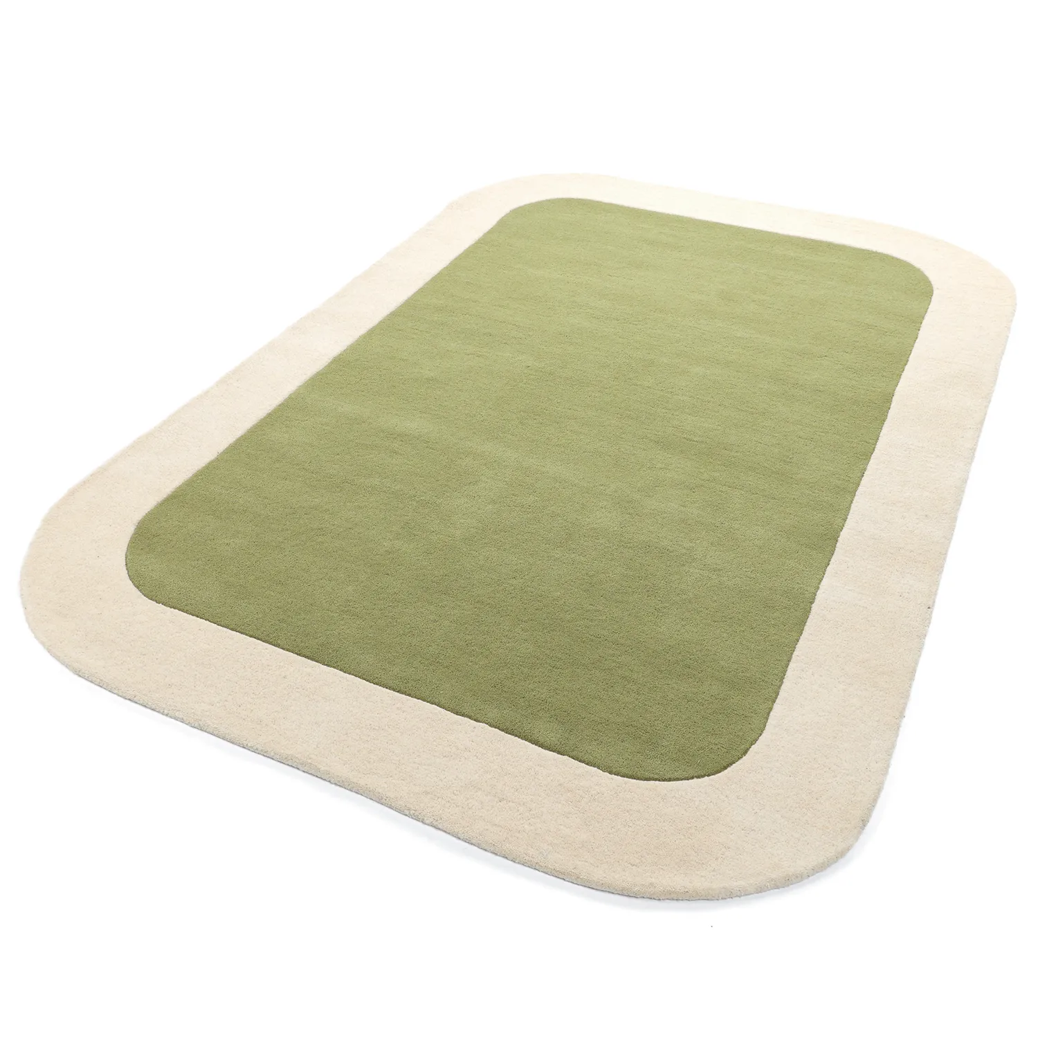 Uldtæppe - Puri Hand Tufted Wool Premium (grøn/creme)