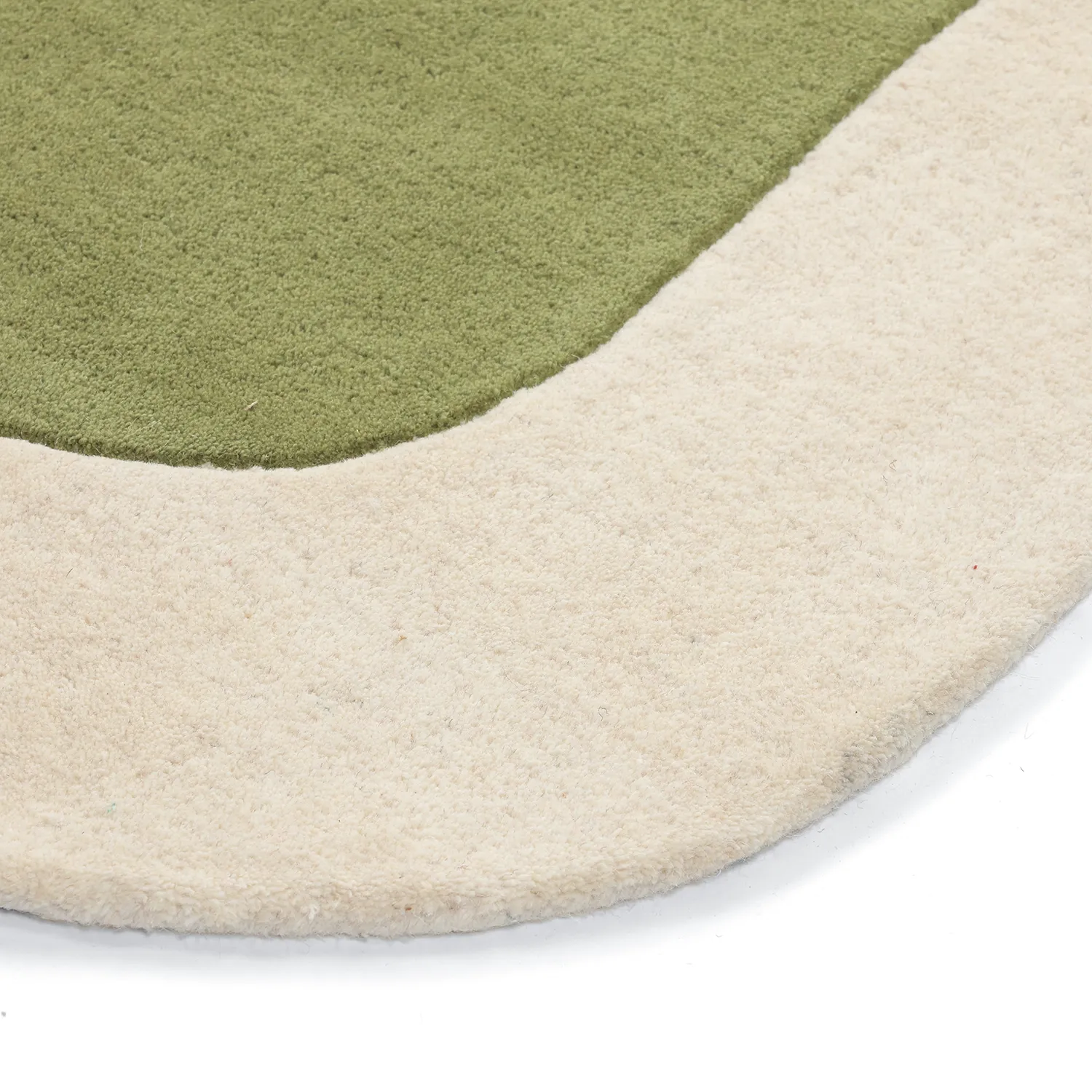 Uldtæppe - Puri Hand Tufted Wool Premium (grøn/creme)
