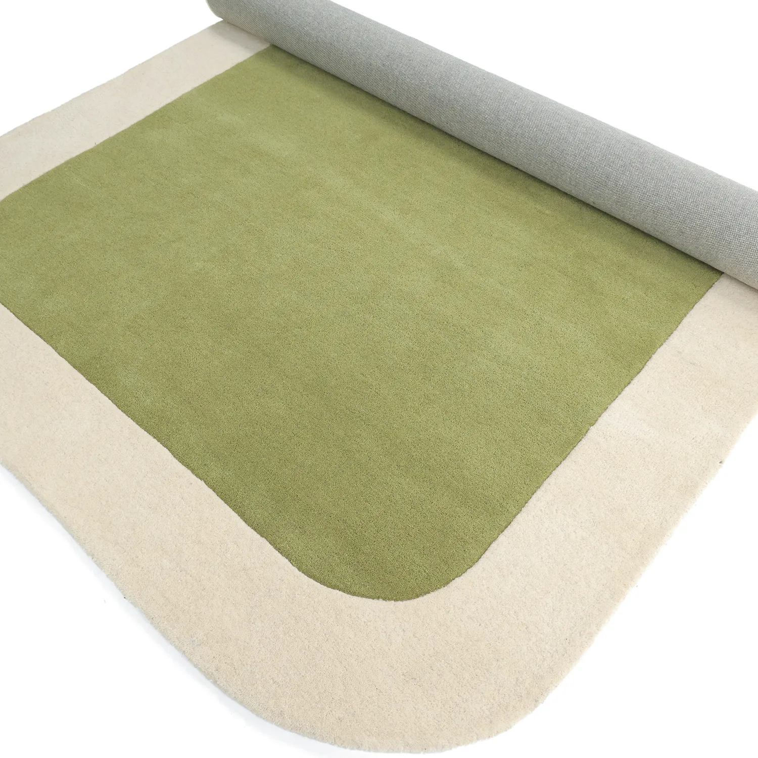 Uldtæppe - Puri Hand Tufted Wool Premium (grøn/creme)