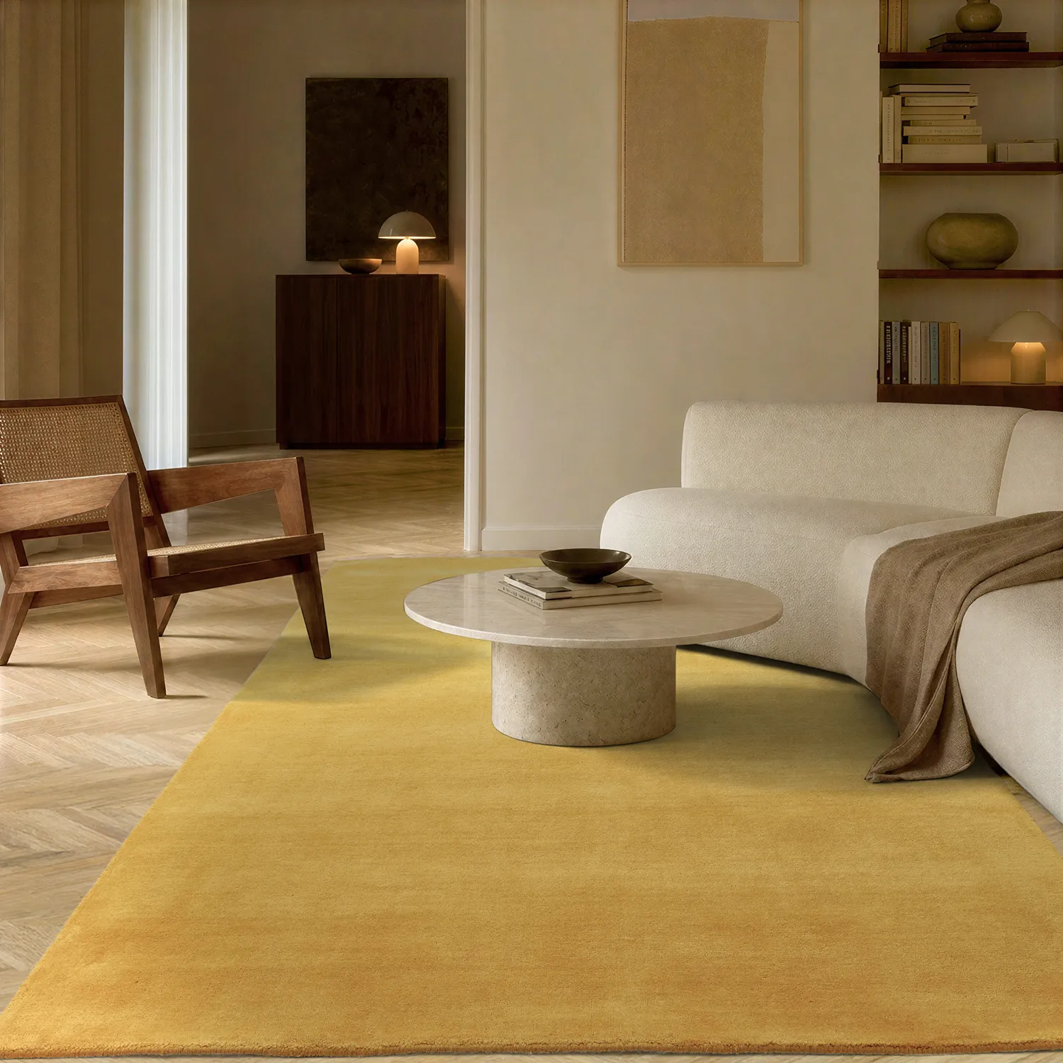Uldtæppe - Rozel Handloom Wool Premium (okker)