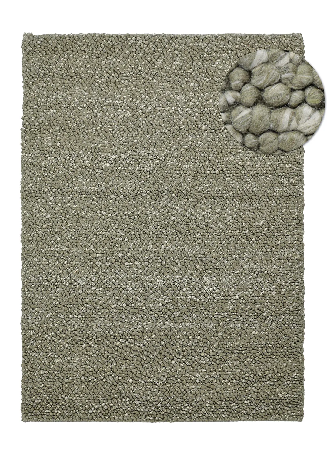 Uldtæppe - Sala Irregular Wool Bubble (mosgrøn/hvid melange)