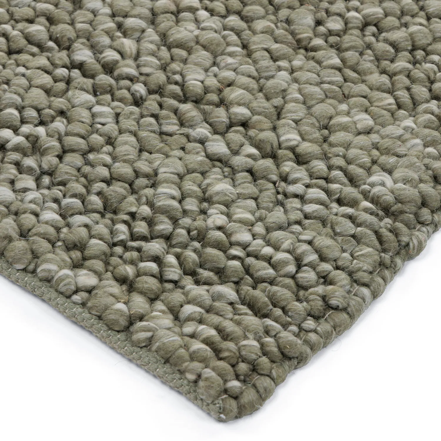 Uldtæppe - Sala Irregular Wool Bubble (mosgrøn/hvid melange)