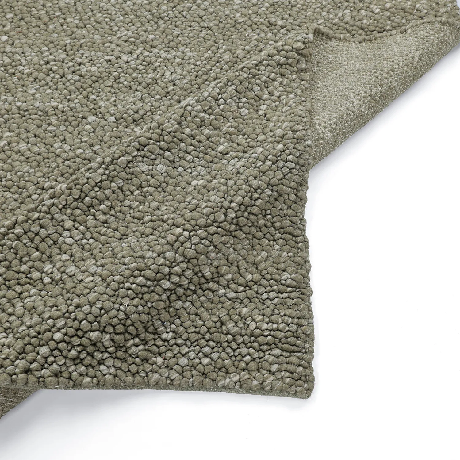 Uldtæppe - Sala Irregular Wool Bubble (mosgrøn/hvid melange)