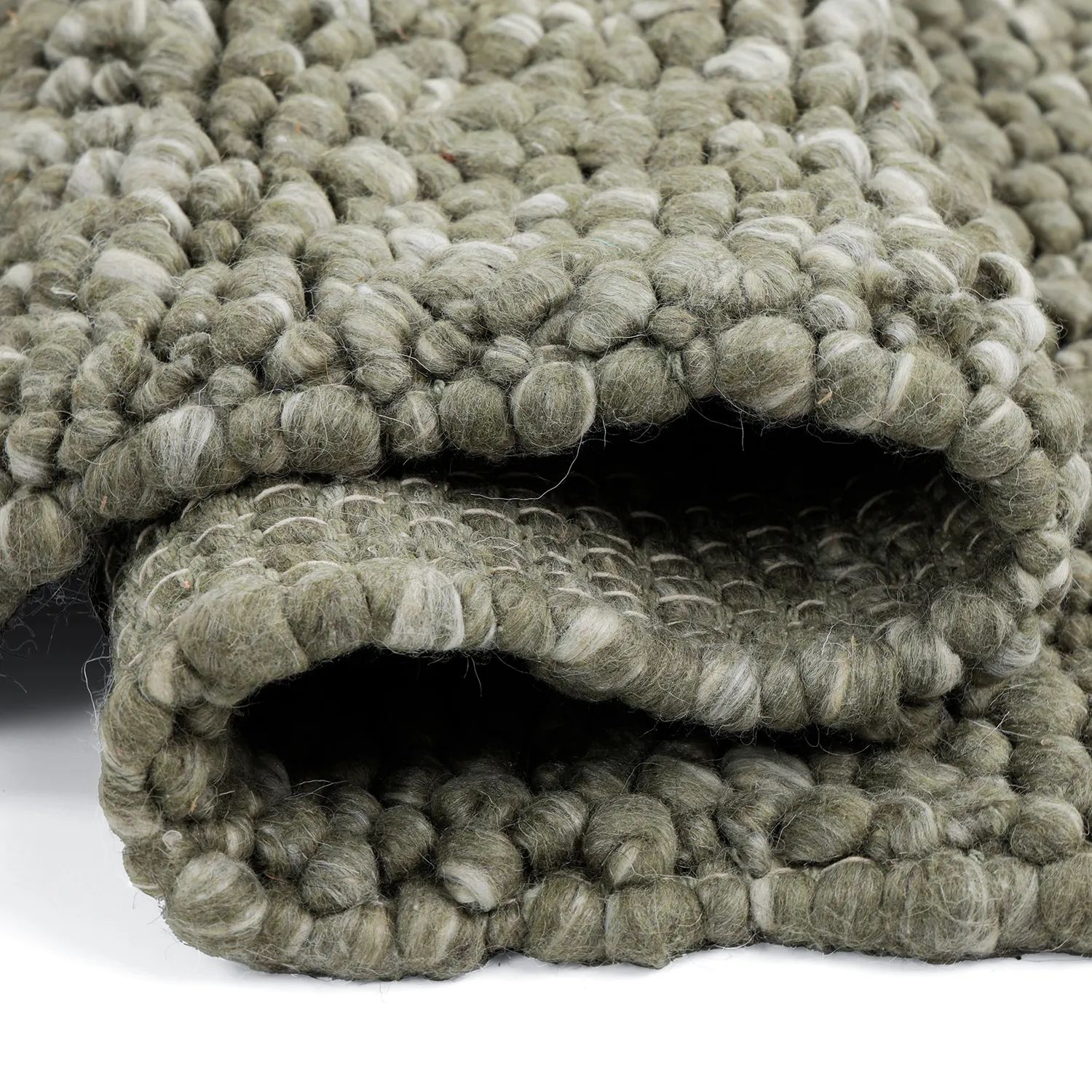 Uldtæppe - Sala Irregular Wool Bubble (mosgrøn/hvid melange)
