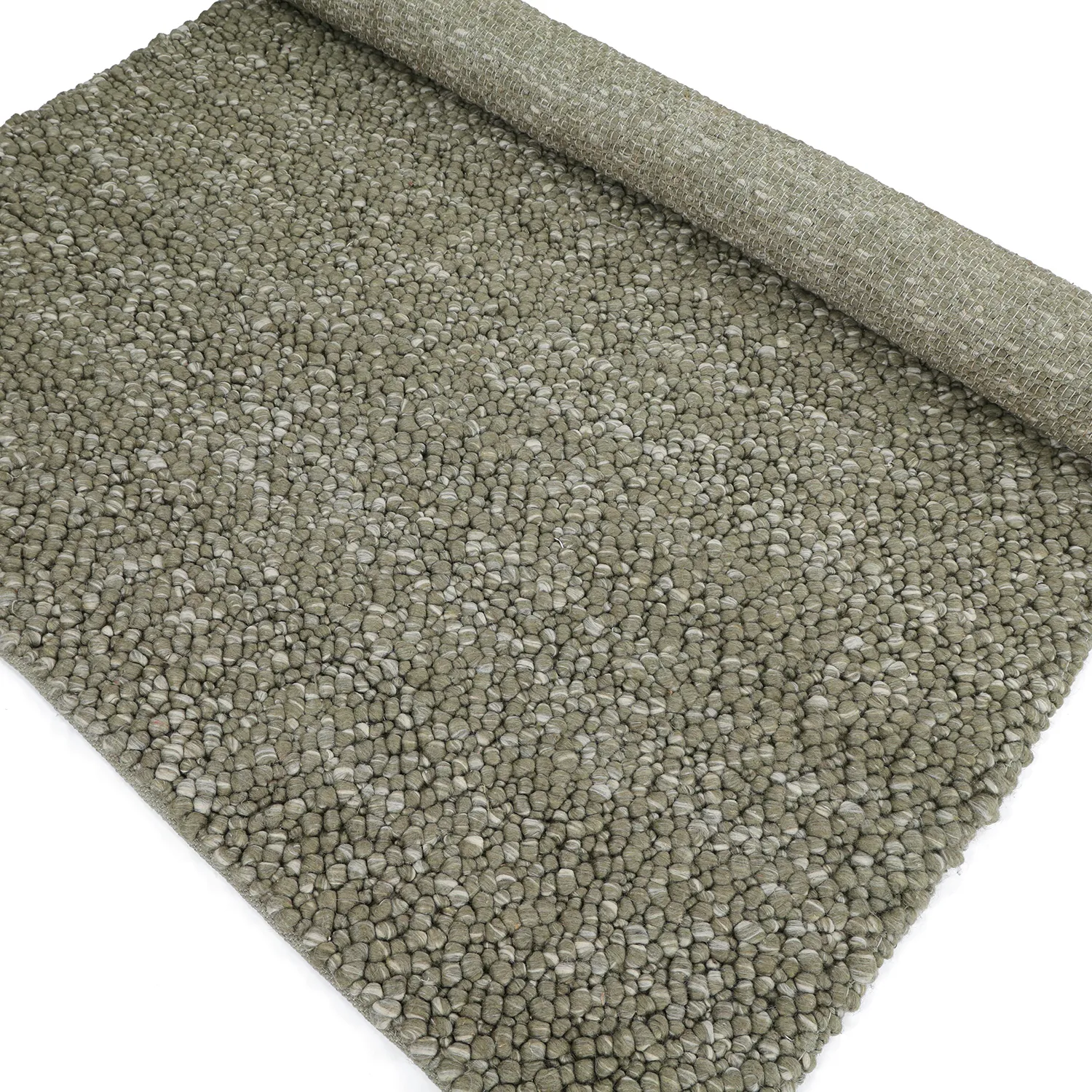 Uldtæppe - Sala Irregular Wool Bubble (mosgrøn/hvid melange)