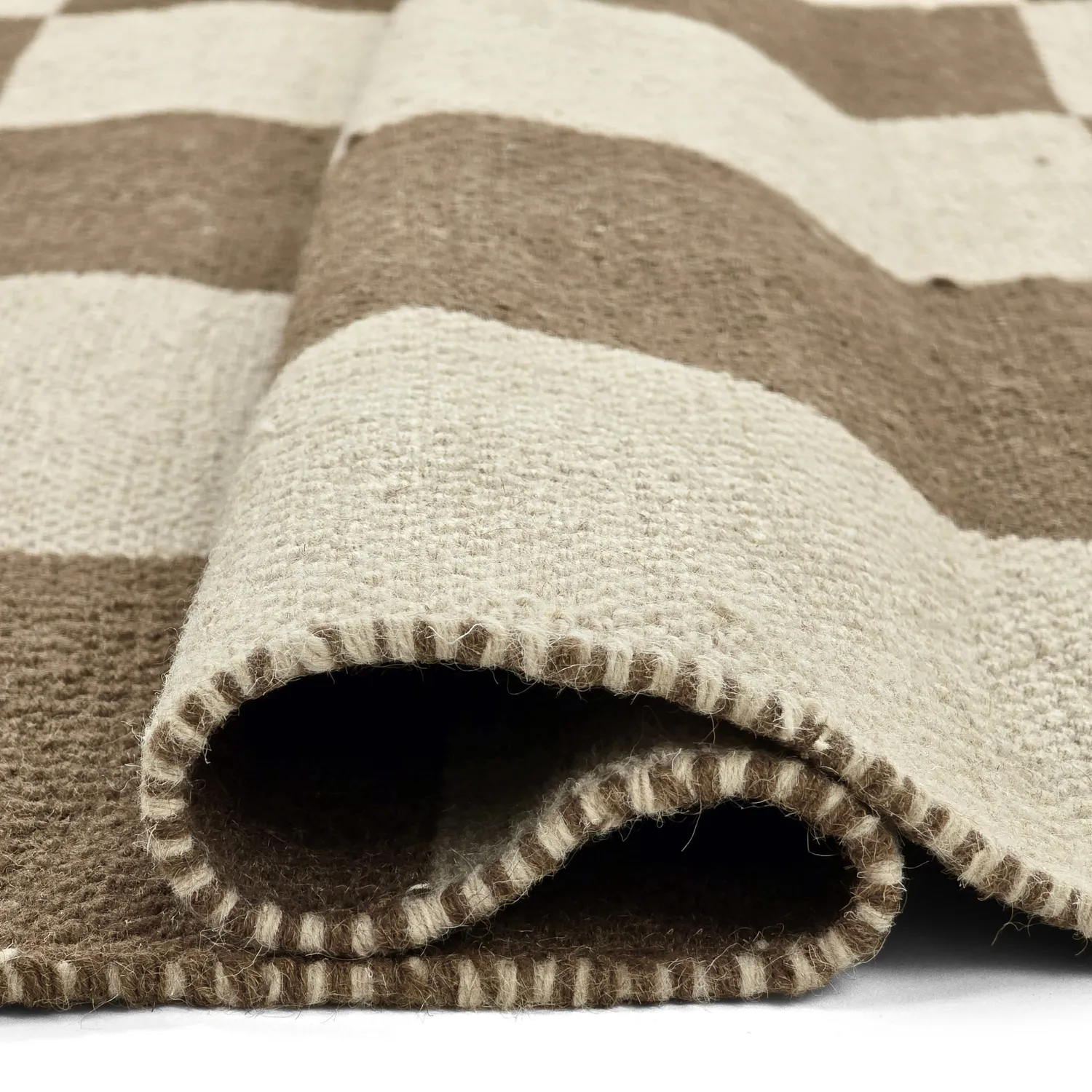 Uldtæppe - Scacco (brun/beige)