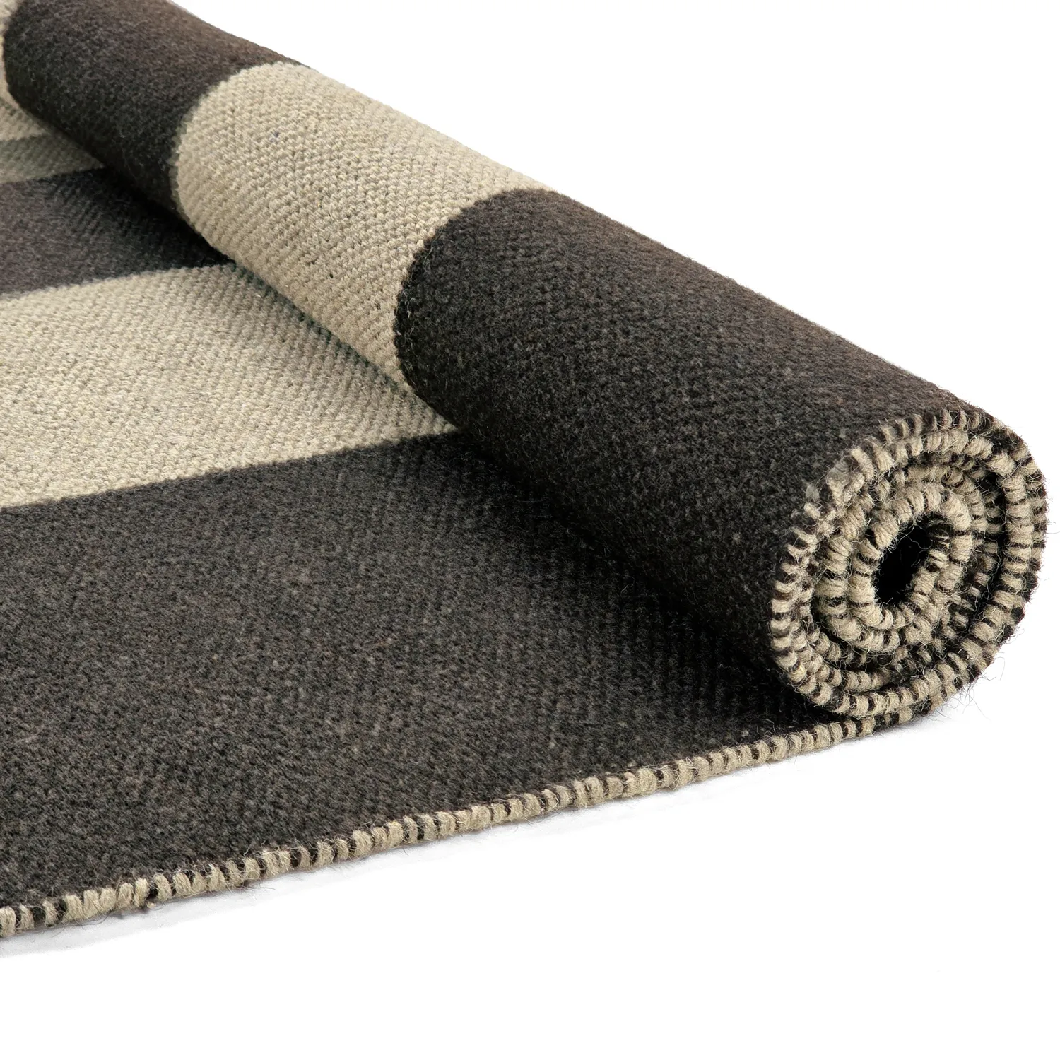 Uldtæppe - Scacco (sort/beige)