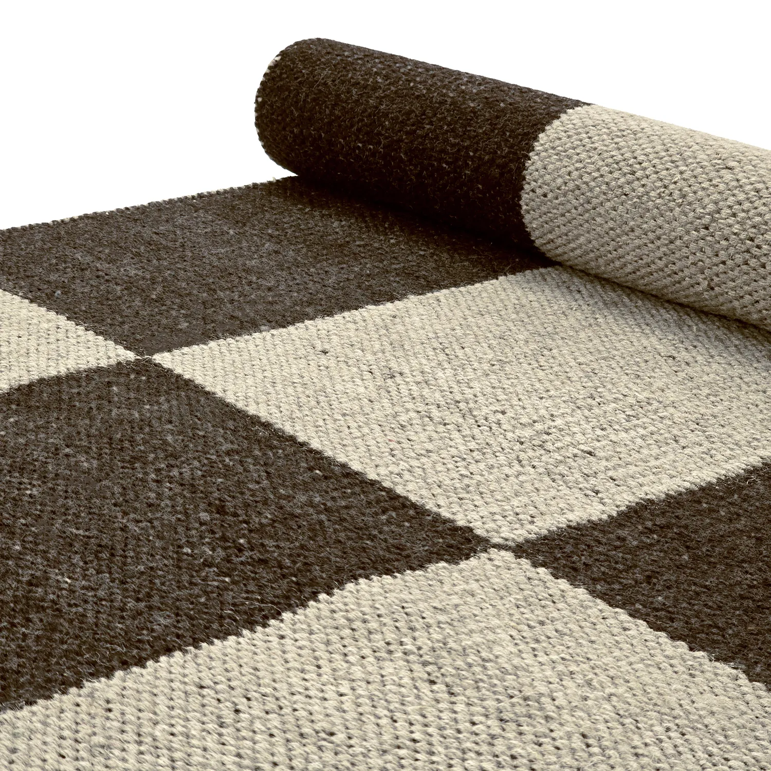 Uldtæppe - Scacco (sort/beige)