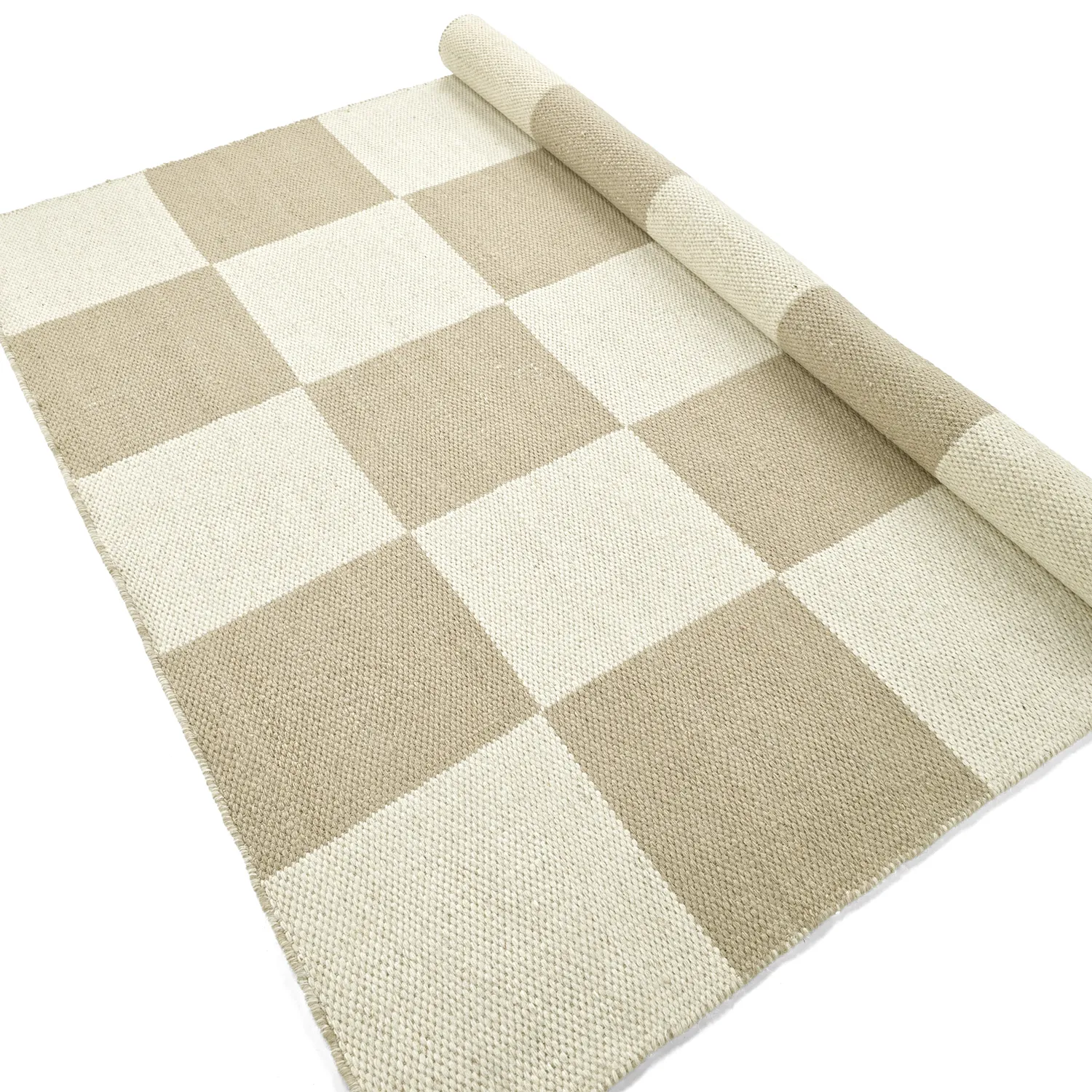 Uldtæppe - Scacco (hvid/beige)