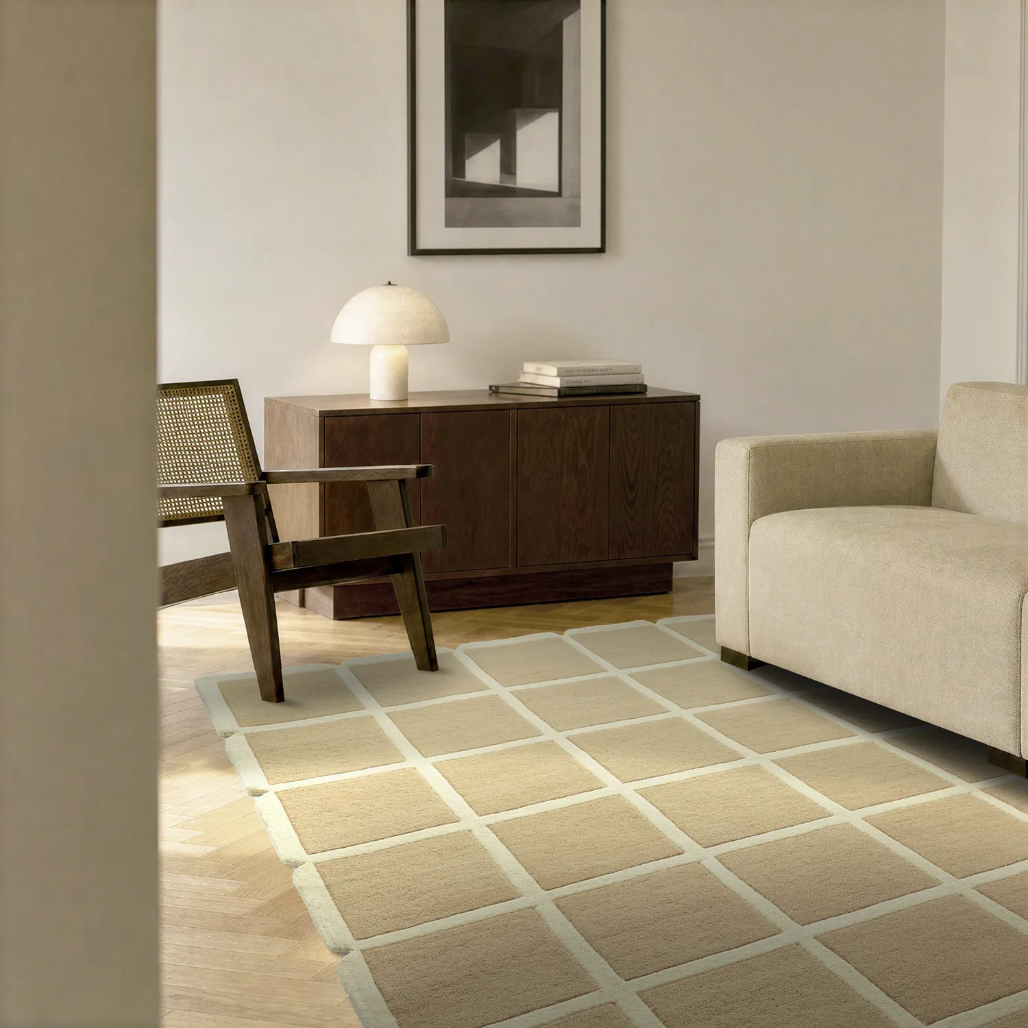 Uldtæppe - Syl Hand Tufted Wool Premium (beige/creme)