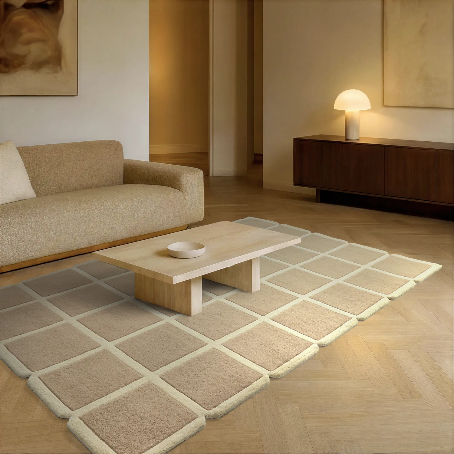 Uldtæppe - Syl Hand Tufted Wool Premium (beige/creme)