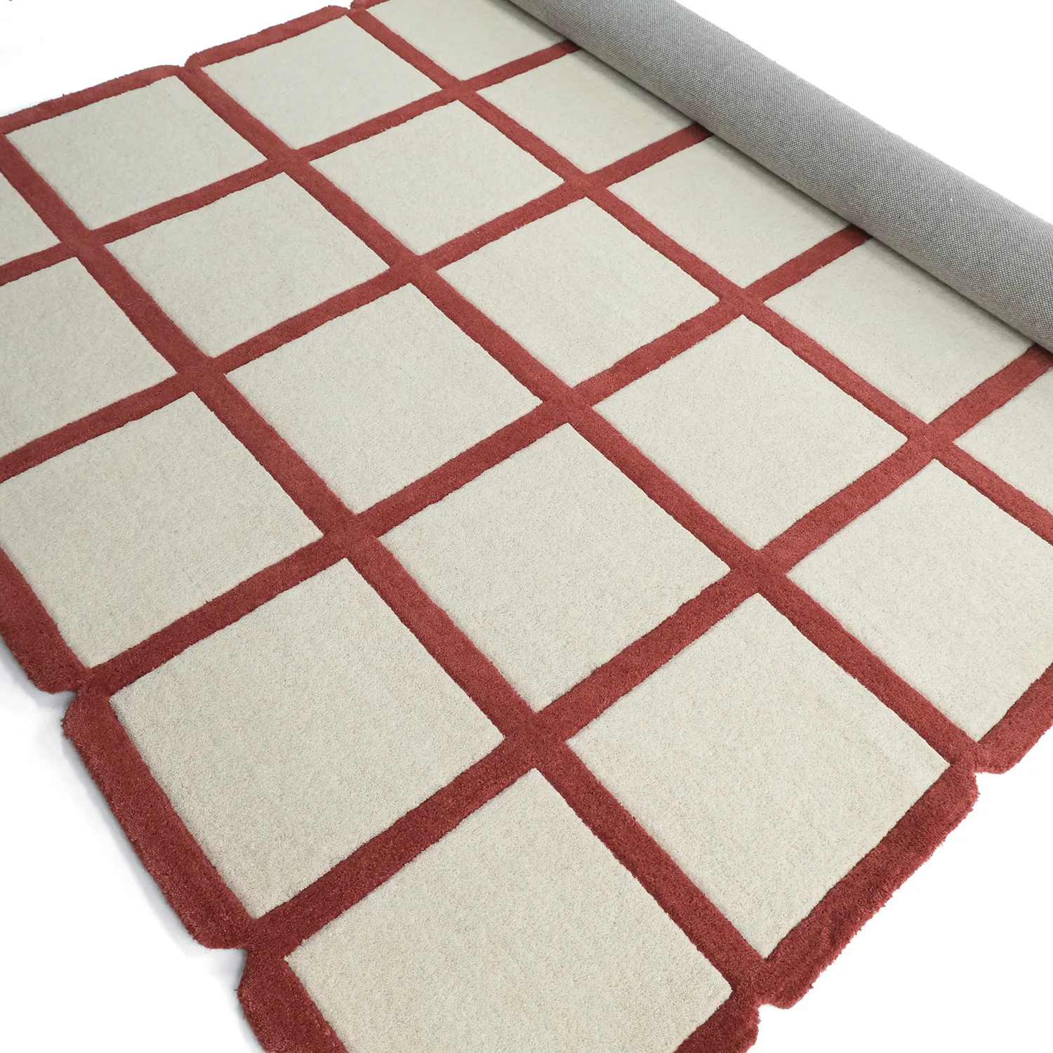 Uldtæppe - Syl Hand Tufted Wool Premium (rød/hvid)