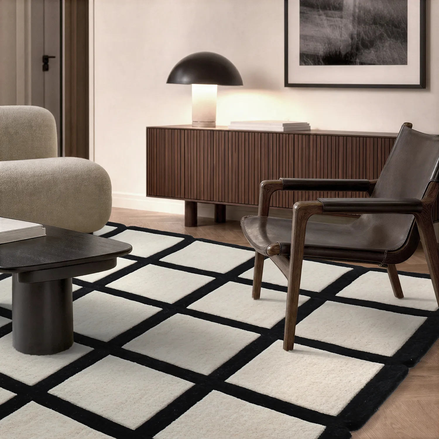 Uldtæppe - Syl Hand Tufted Wool Premium (sort/hvid)