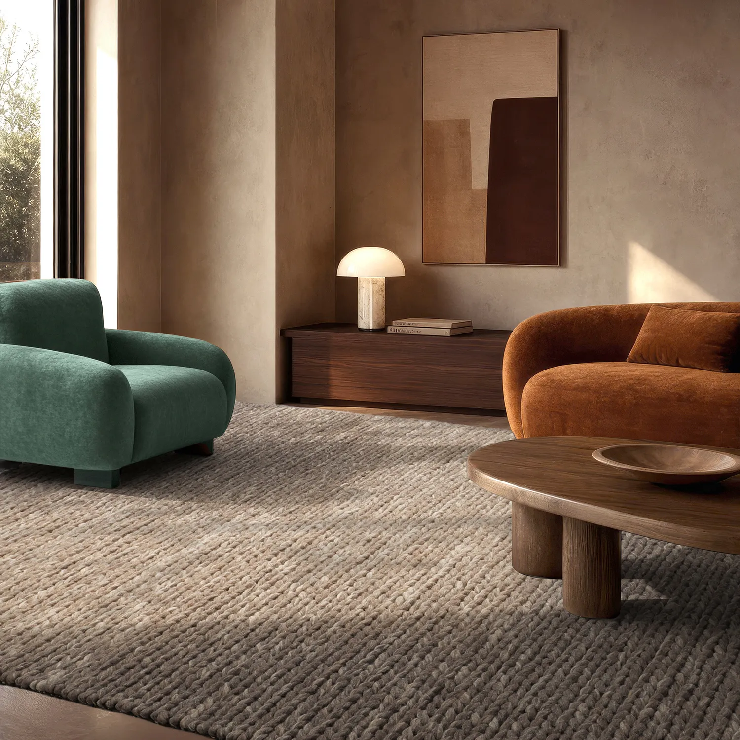 Uldtæppe - Talvia Braided Wool (brun/beige)