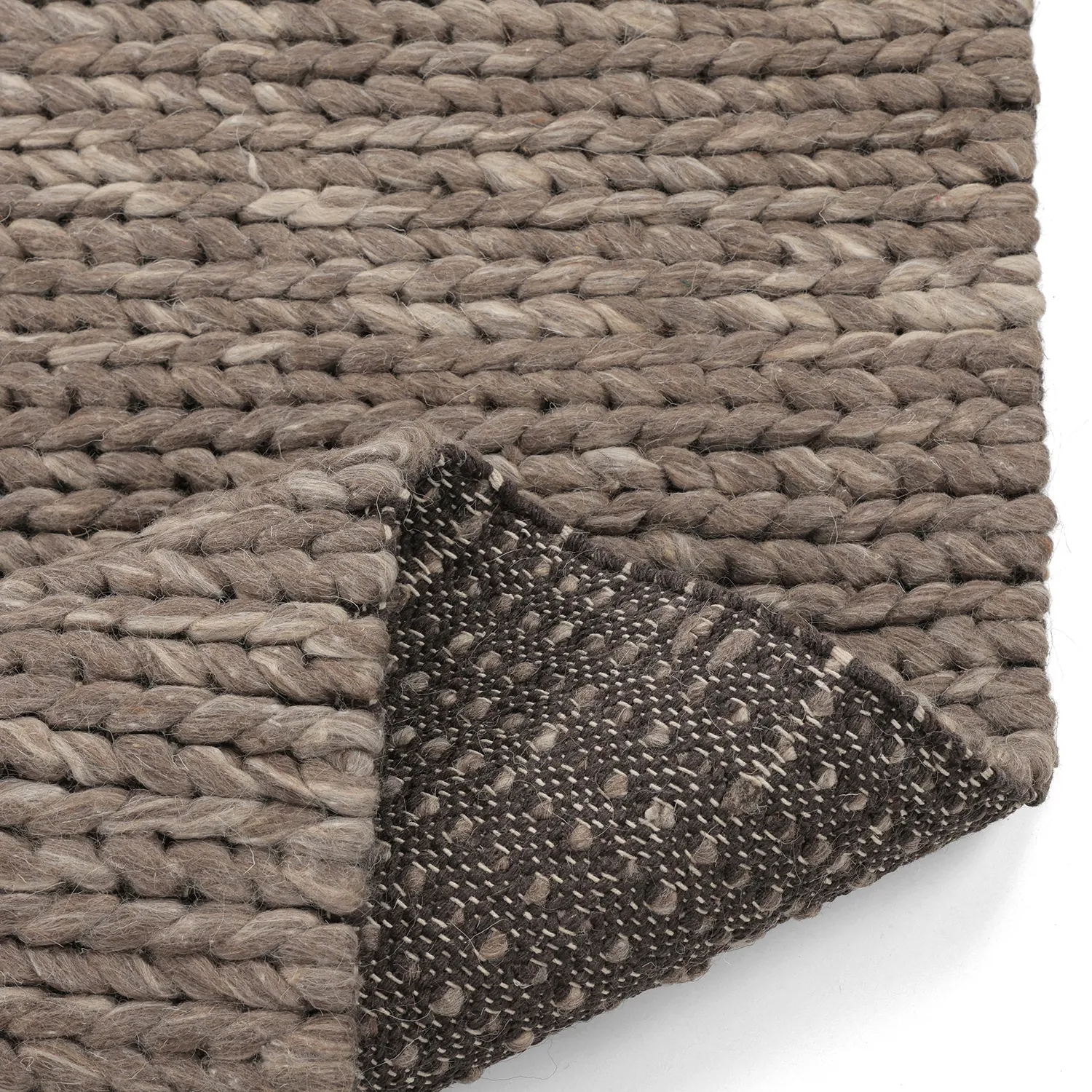 Uldtæppe - Talvia Braided Wool (brun/beige)