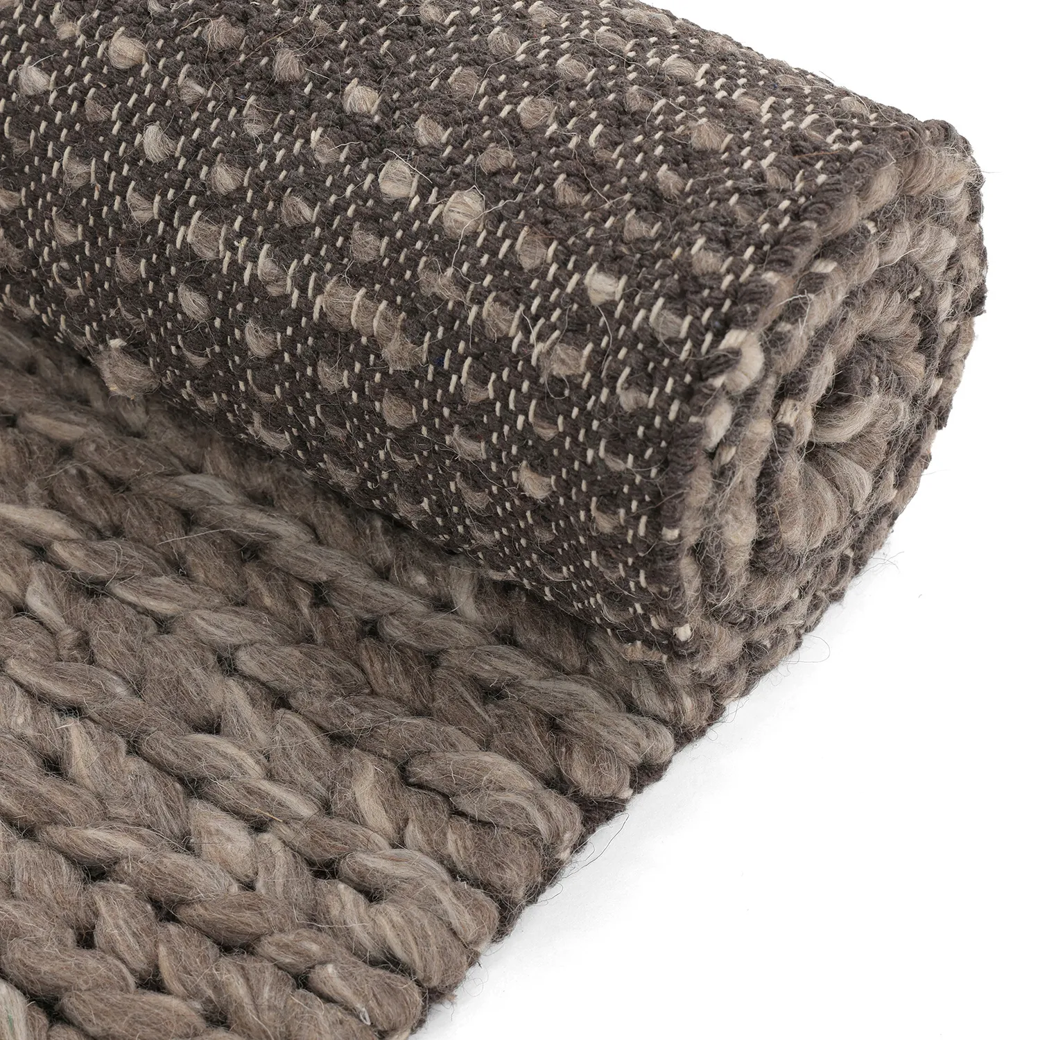 Uldtæppe - Talvia Braided Wool (brun/beige)
