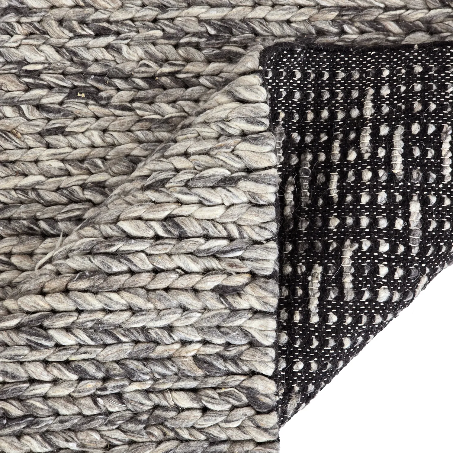 Uldtæppe - Talvia Braided Wool (mørkegrå)