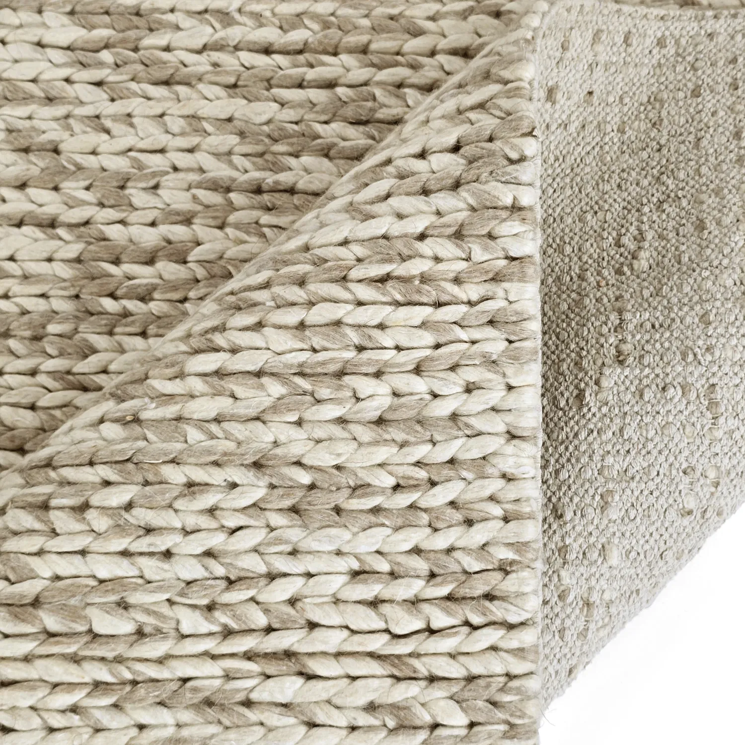 Uldtæppe - Talvia Braided Wool (natur)
